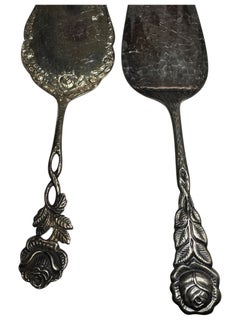 Ensemble de deux pelles à gâteaux Hildesheim en argent rose Art Nouveau, allemand