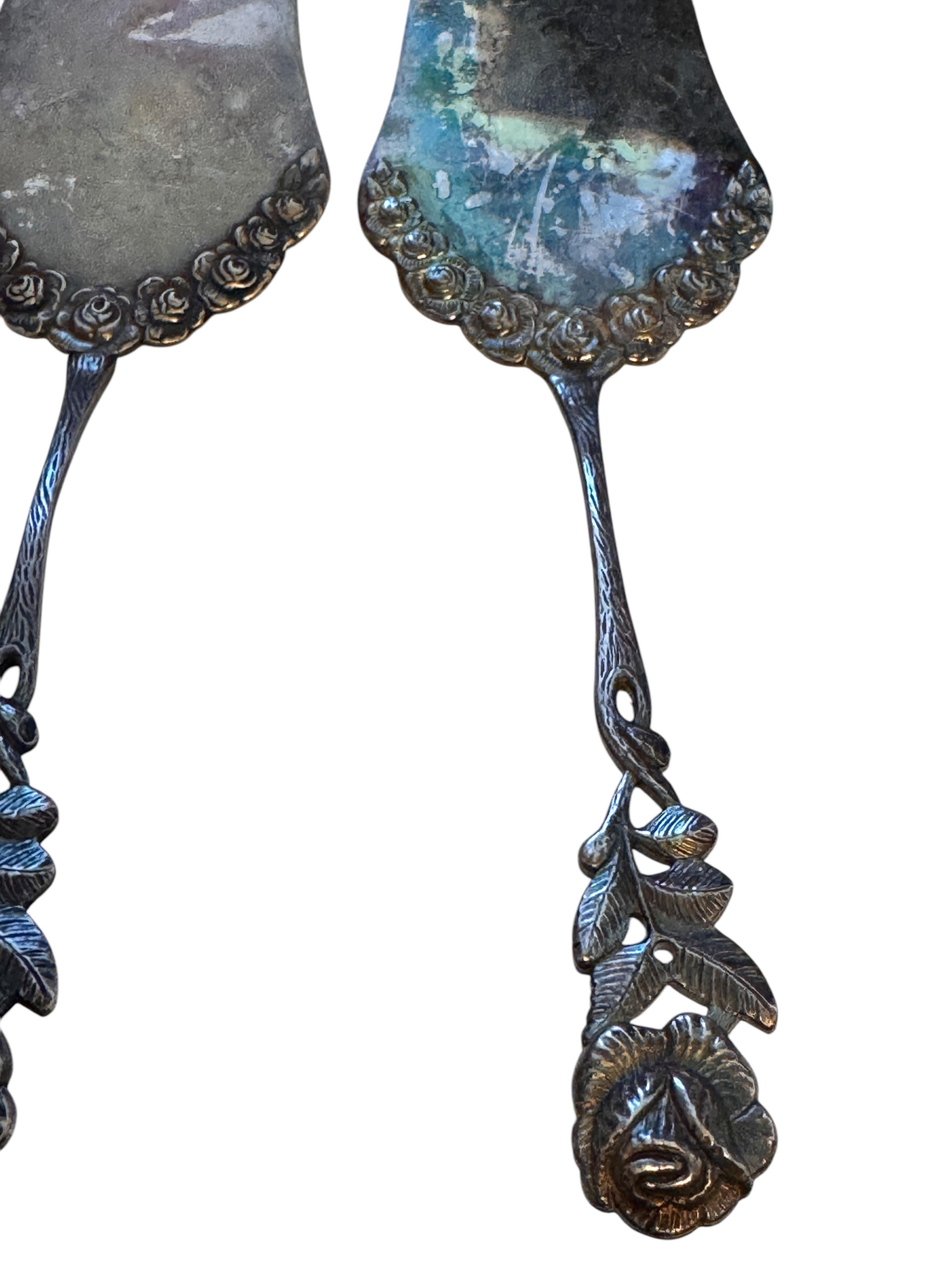 XX secolo Set di due posate in argento Hildesheim Rose Art Nouveau, paletta per dolci, tedesco in vendita