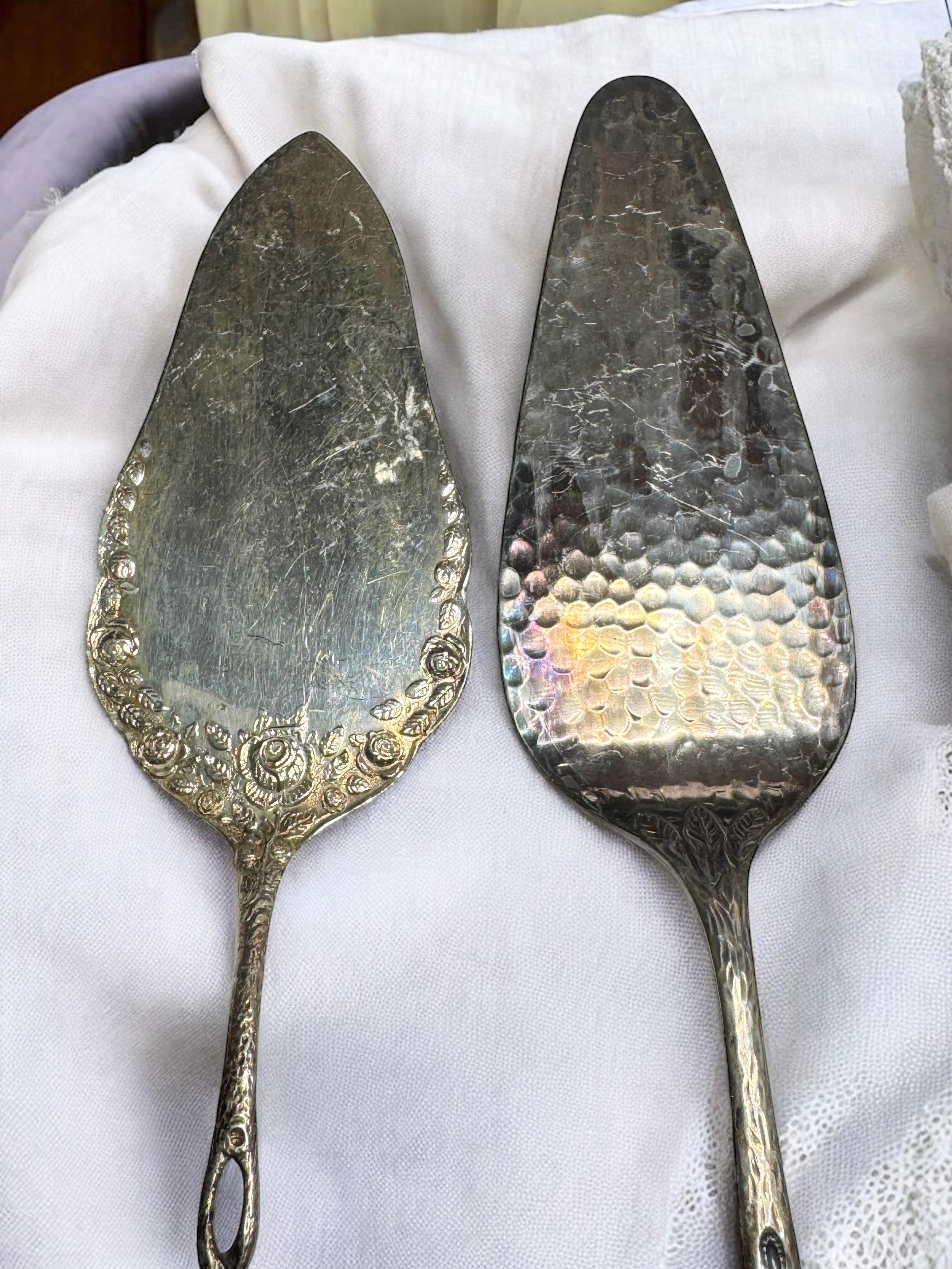 Set di due posate in argento Hildesheim Rose Art Nouveau, paletta per dolci, tedesco in vendita 3