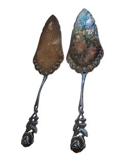 Juego de dos cubiertos Art Nouveau de plata rosa de Hildesheim Pala para tartas, alemán