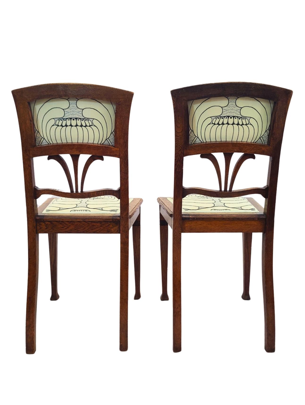 Tedesco Set di due sedie Art Nouveau Oak in vendita