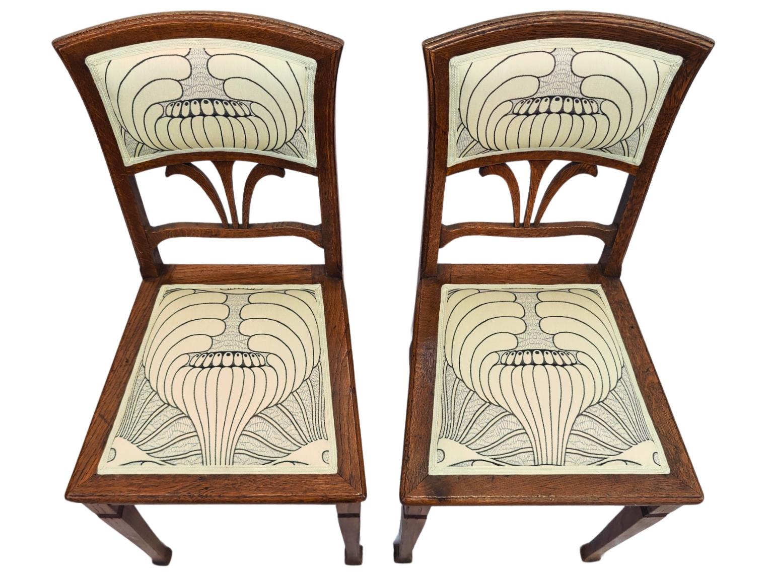 Set di due sedie Art Nouveau Oak In condizioni buone in vendita a Darmstadt, DE