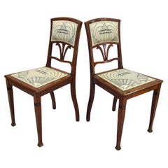 Set of Two Art Nouveau Oak Chairs