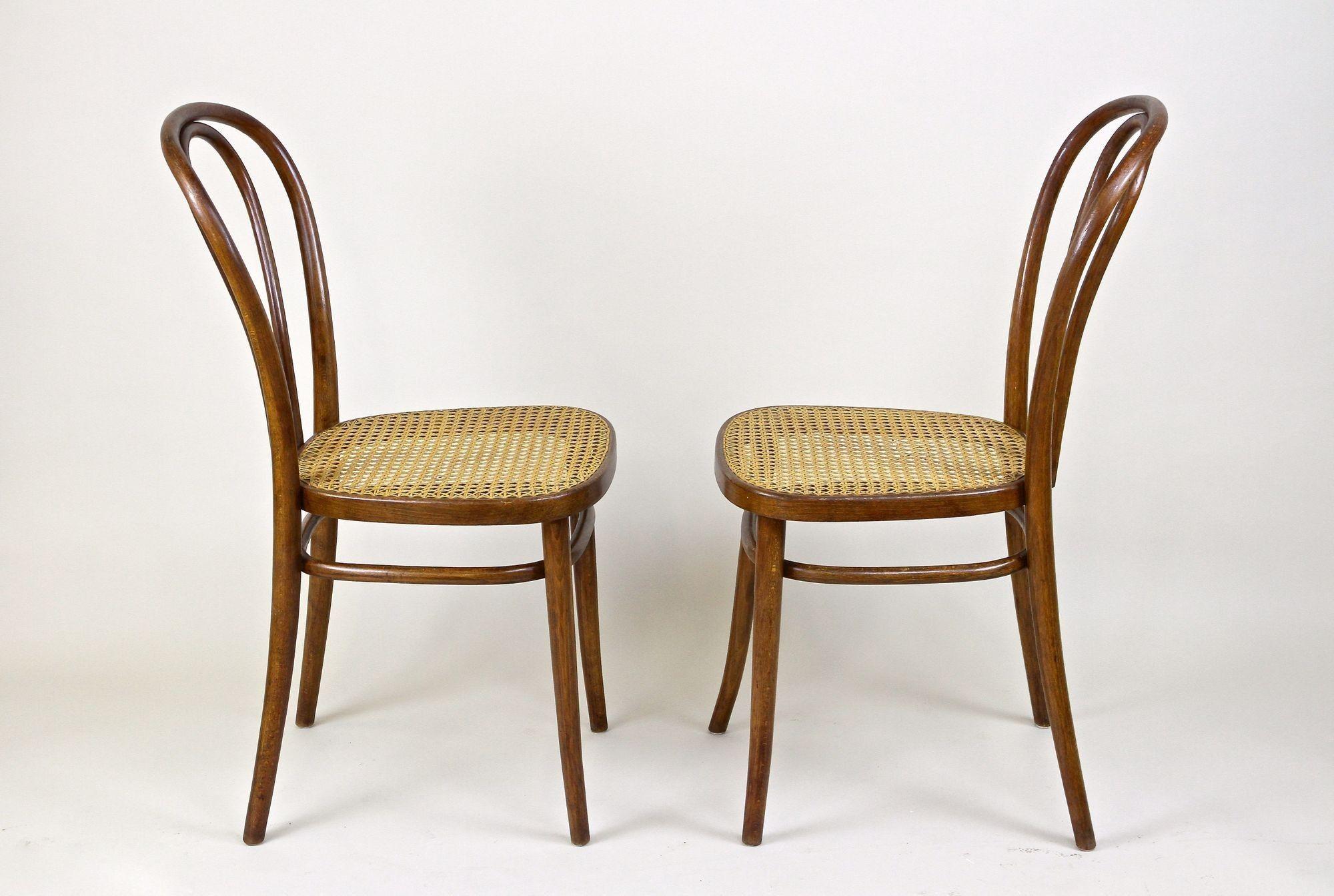 Zwei Jugendstil Thonet Bugholzstühle, Vienesse Mesh, AT ca. 1895 im Angebot 3