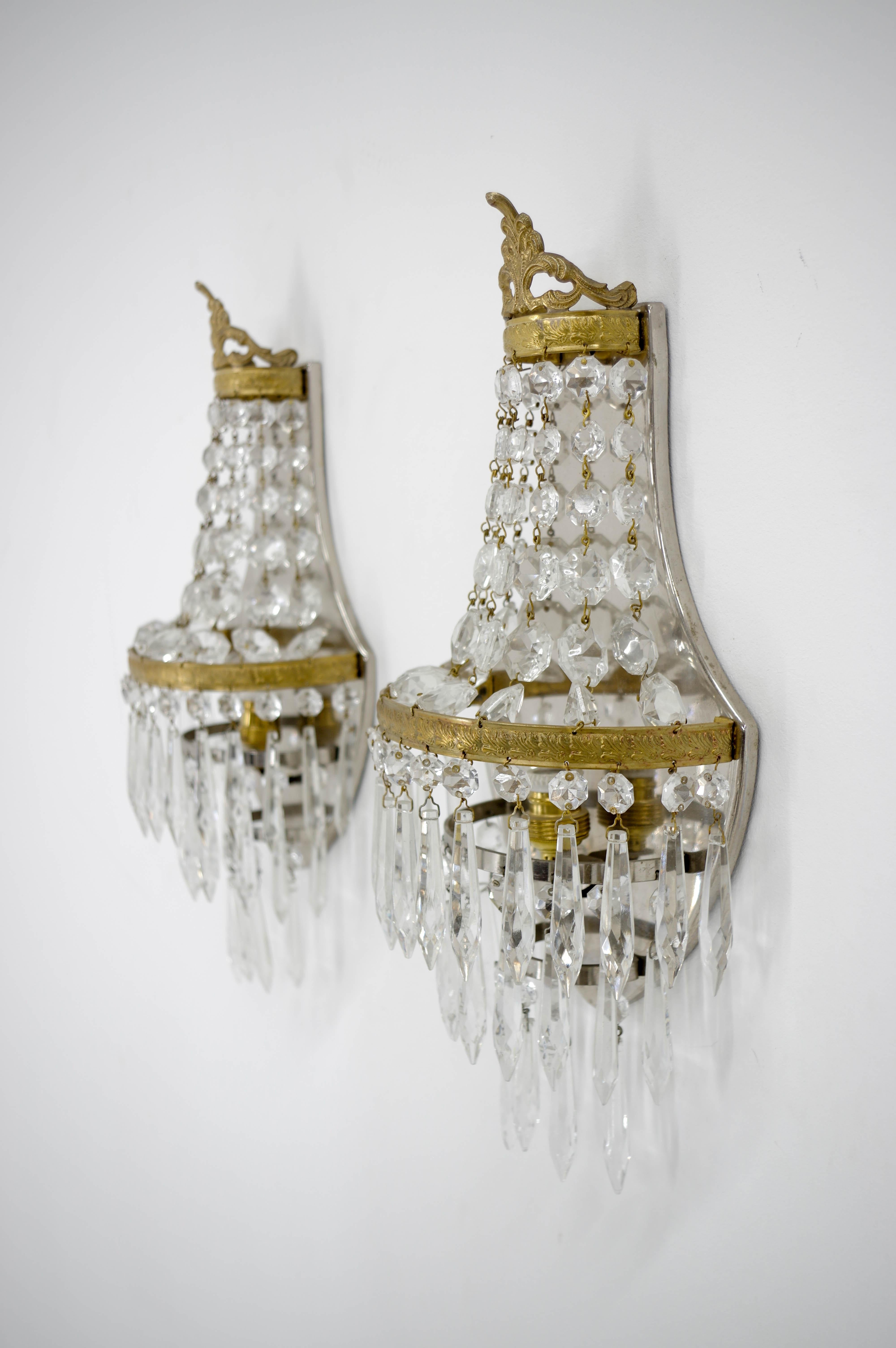 Set of Two Art Nouveau Wall Lamps, 1920, Restored For Sale 1
