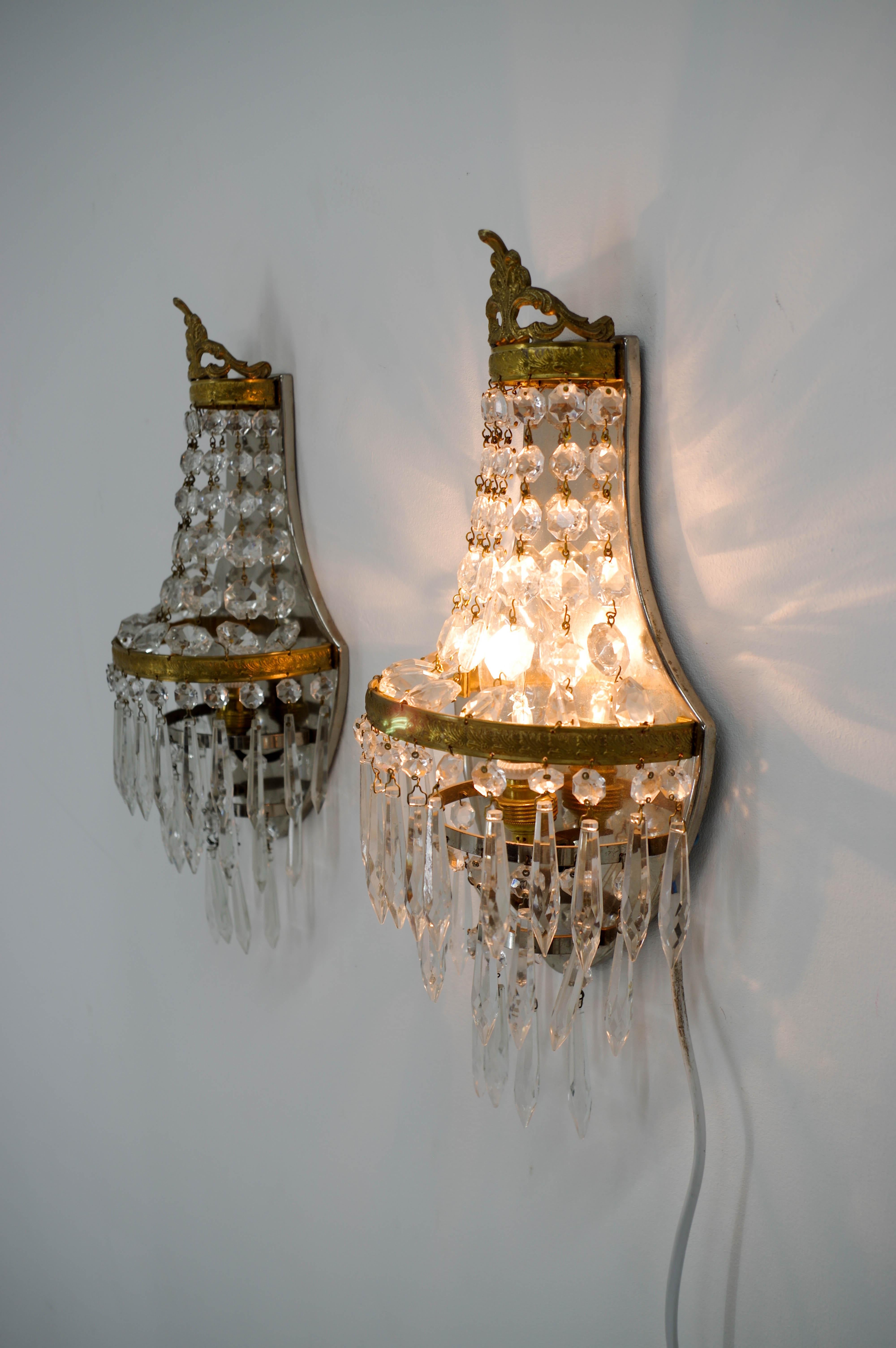 Set of Two Art Nouveau Wall Lamps, 1920, Restored For Sale 2