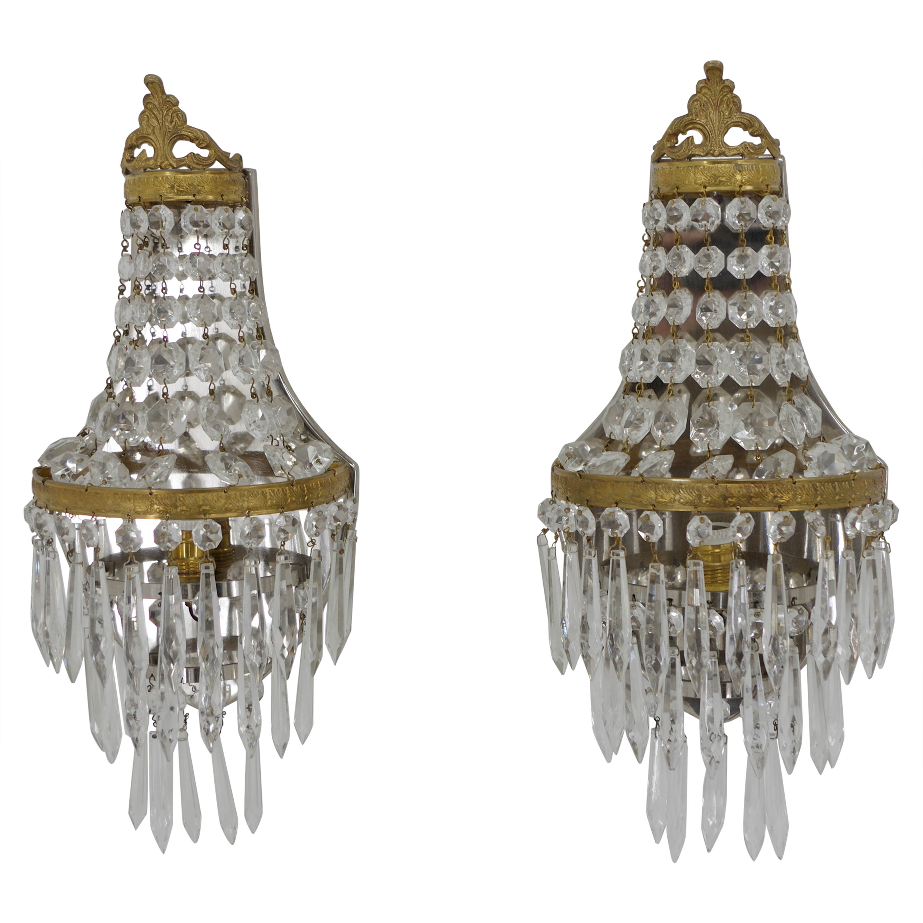 Set di due lampade da parete in stile Art Nouveau, 1920, restaurate