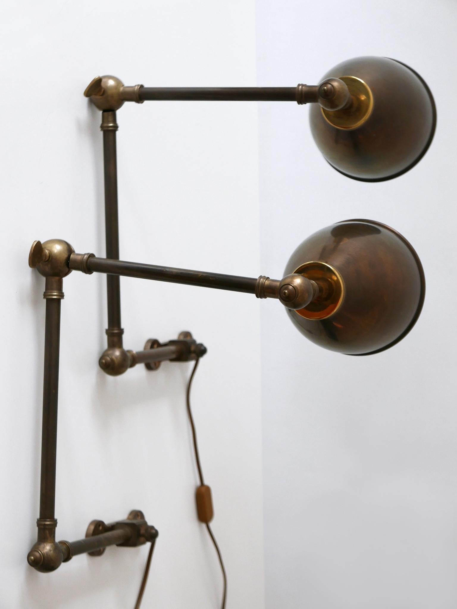 Set of Two Articulated Brass Wall Lamps or Reading Lights 1970s Germany 5