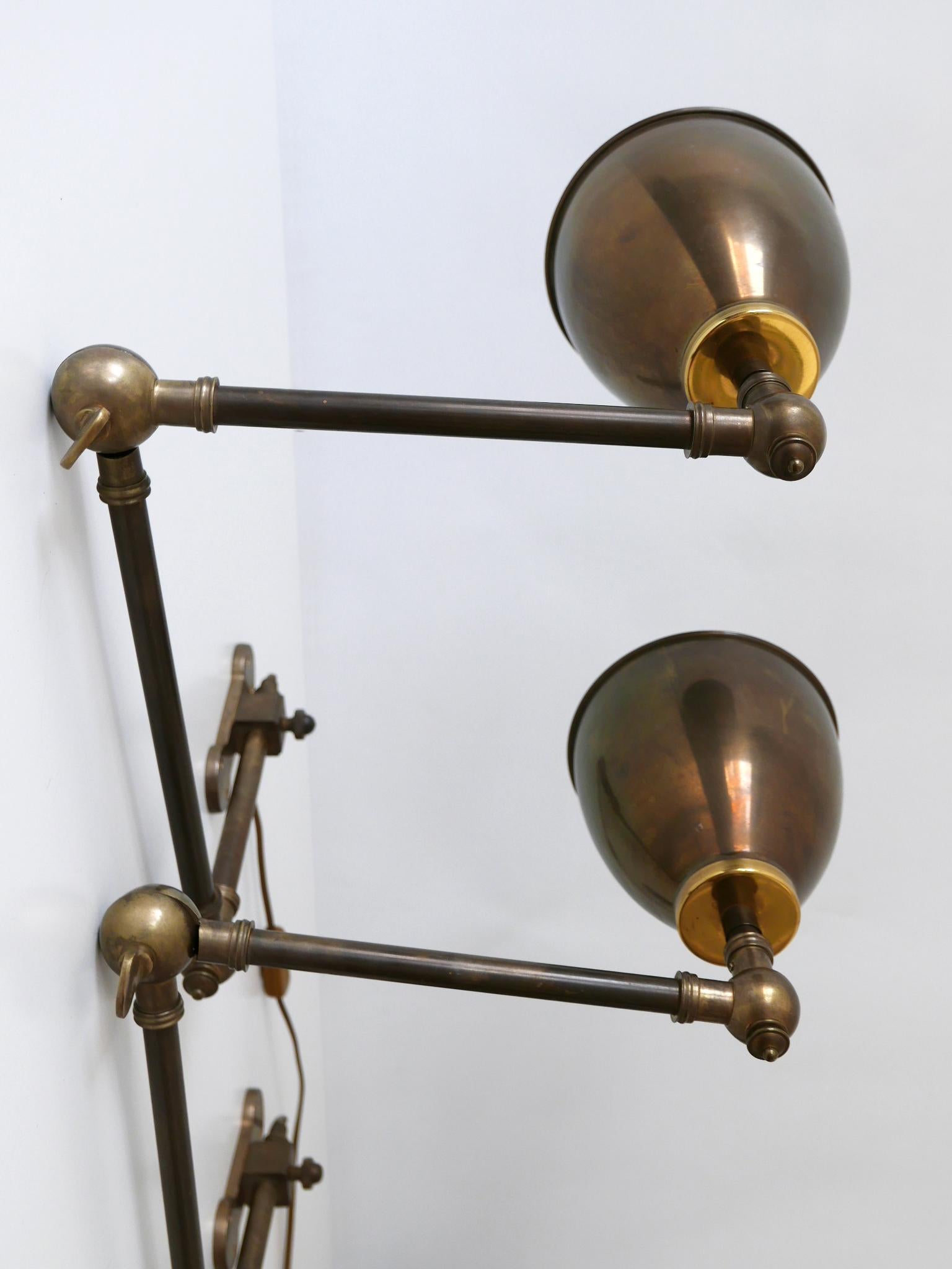 Set of Two Articulated Brass Wall Lamps or Reading Lights 1970s Germany 6