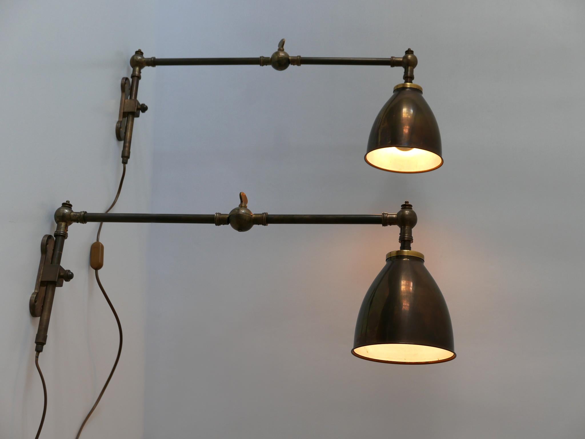 Late 20th Century Set of Two Articulated Brass Wall Lamps or Reading Lights 1970s Germany