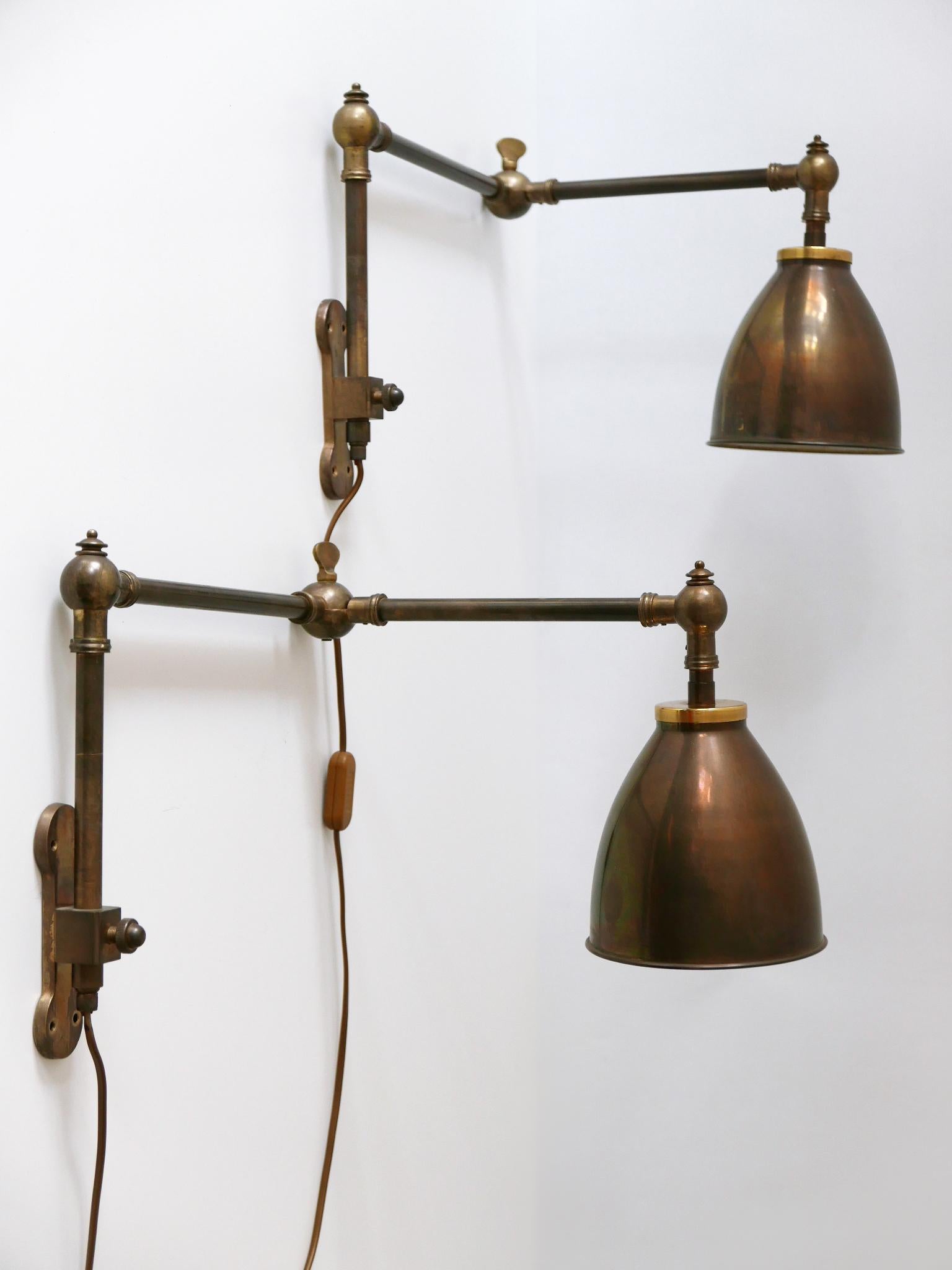 Set of Two Articulated Brass Wall Lamps or Reading Lights 1970s Germany 2