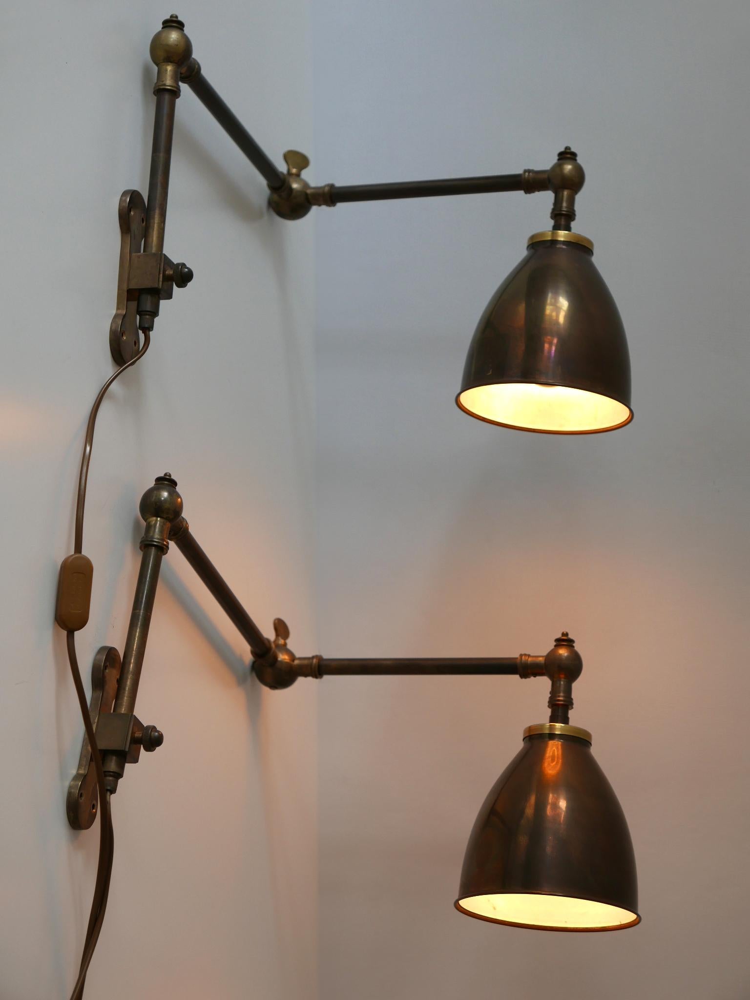 Set of Two Articulated Brass Wall Lamps or Reading Lights 1970s Germany 3