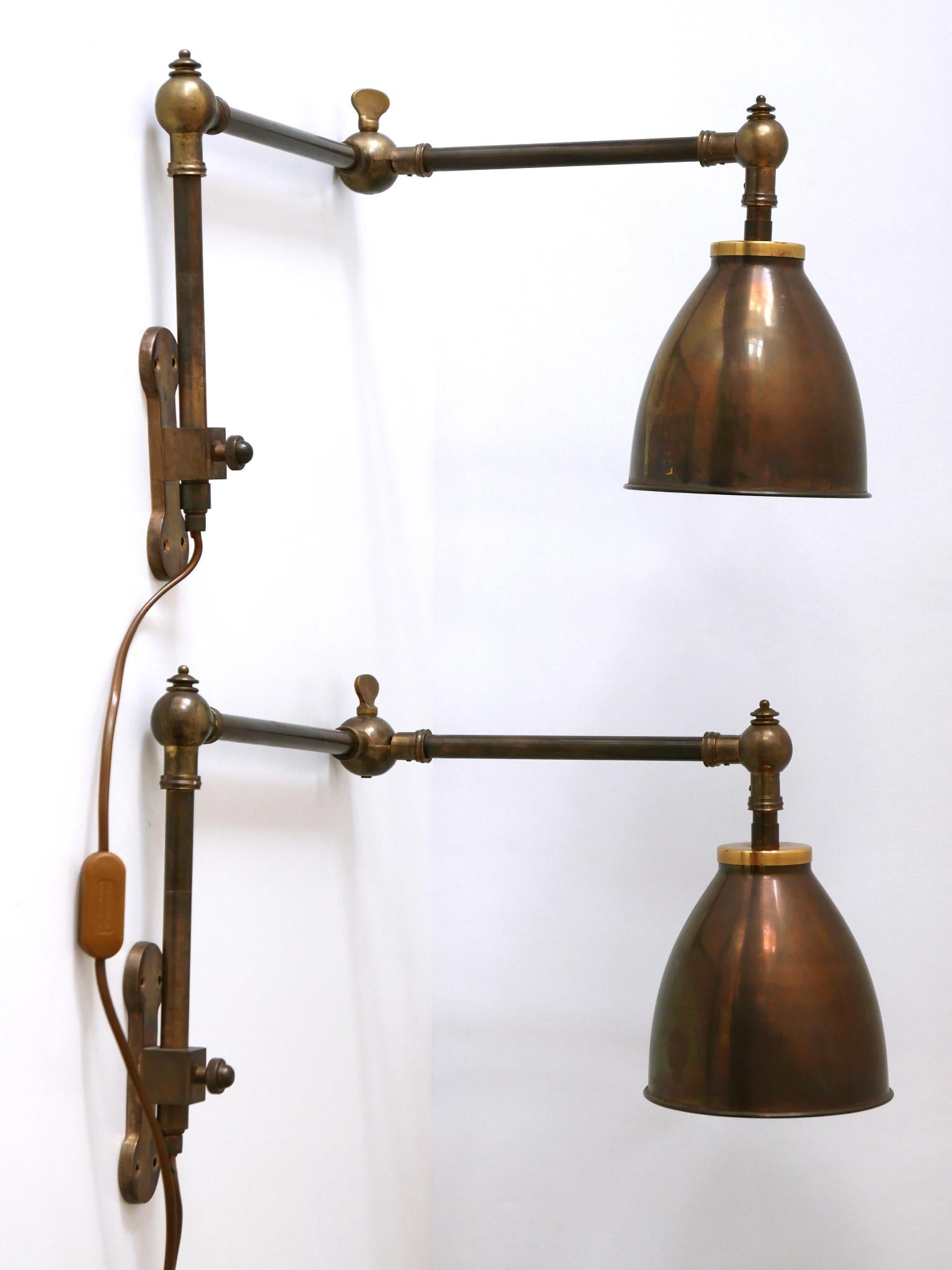 Set of Two Articulated Brass Wall Lamps or Reading Lights 1970s Germany 4