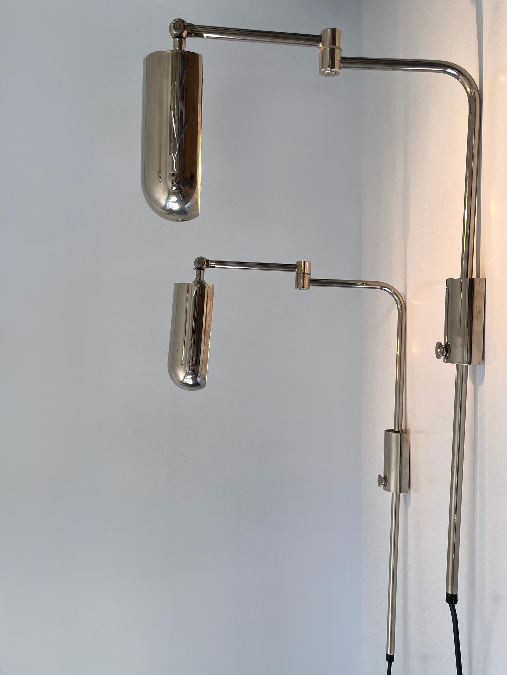 Ensemble de deux appliques ou liseuses articulées par Florian Schulz 1970 en vente 2