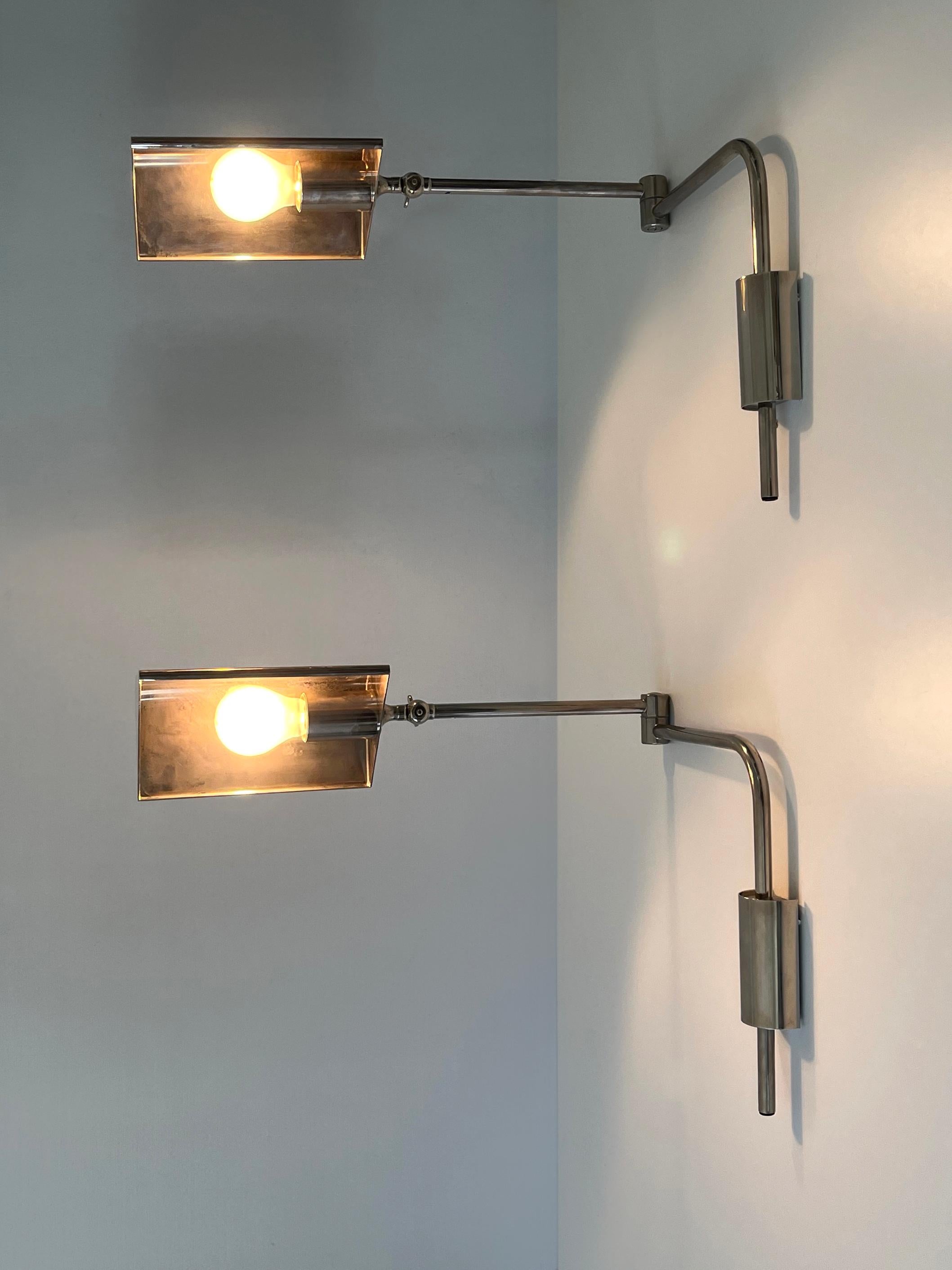 Ensemble de deux appliques ou liseuses articulées par Florian Schulz 1970 en vente 5