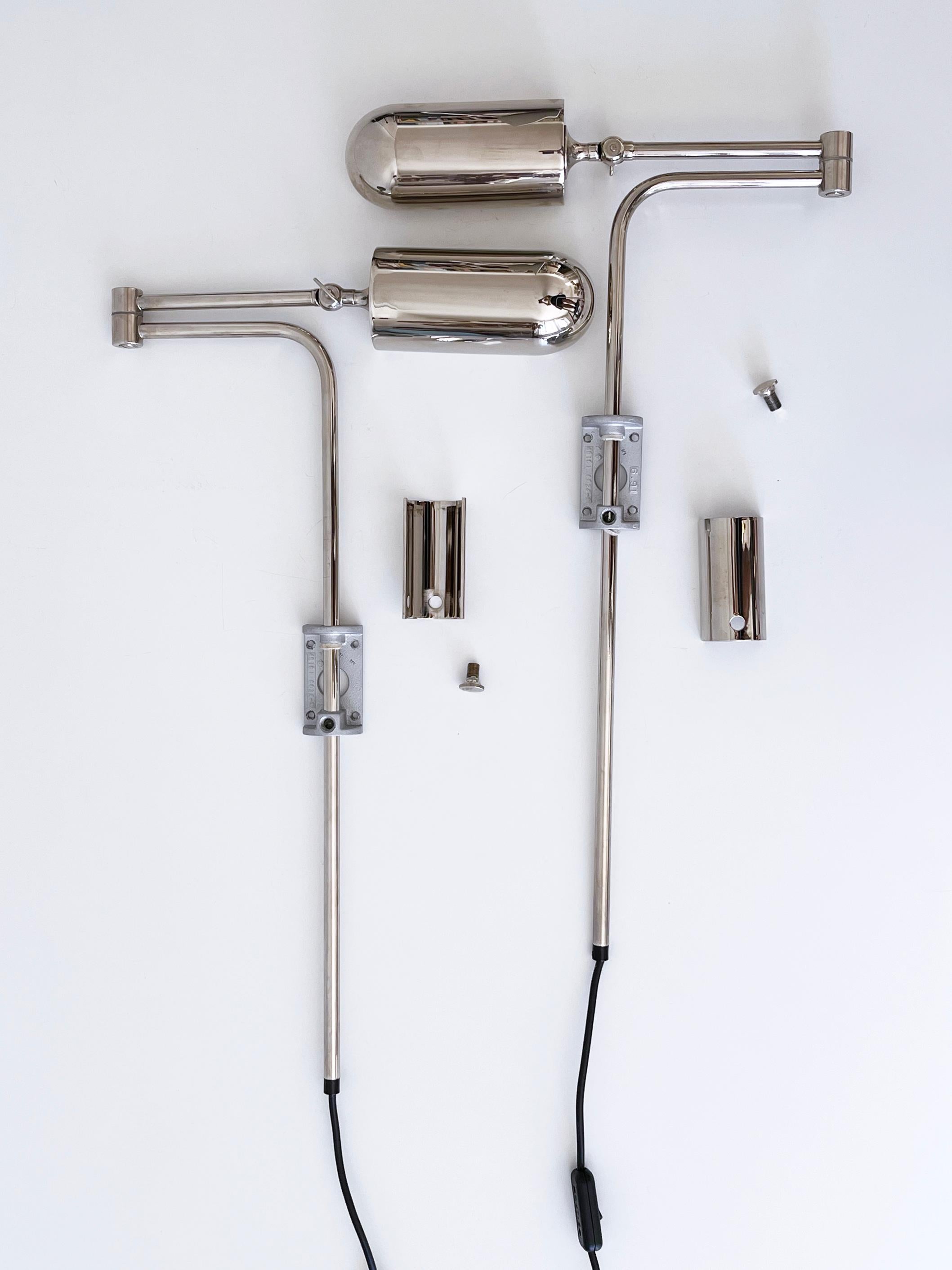 Ensemble de deux appliques ou liseuses articulées par Florian Schulz 1970 en vente 8