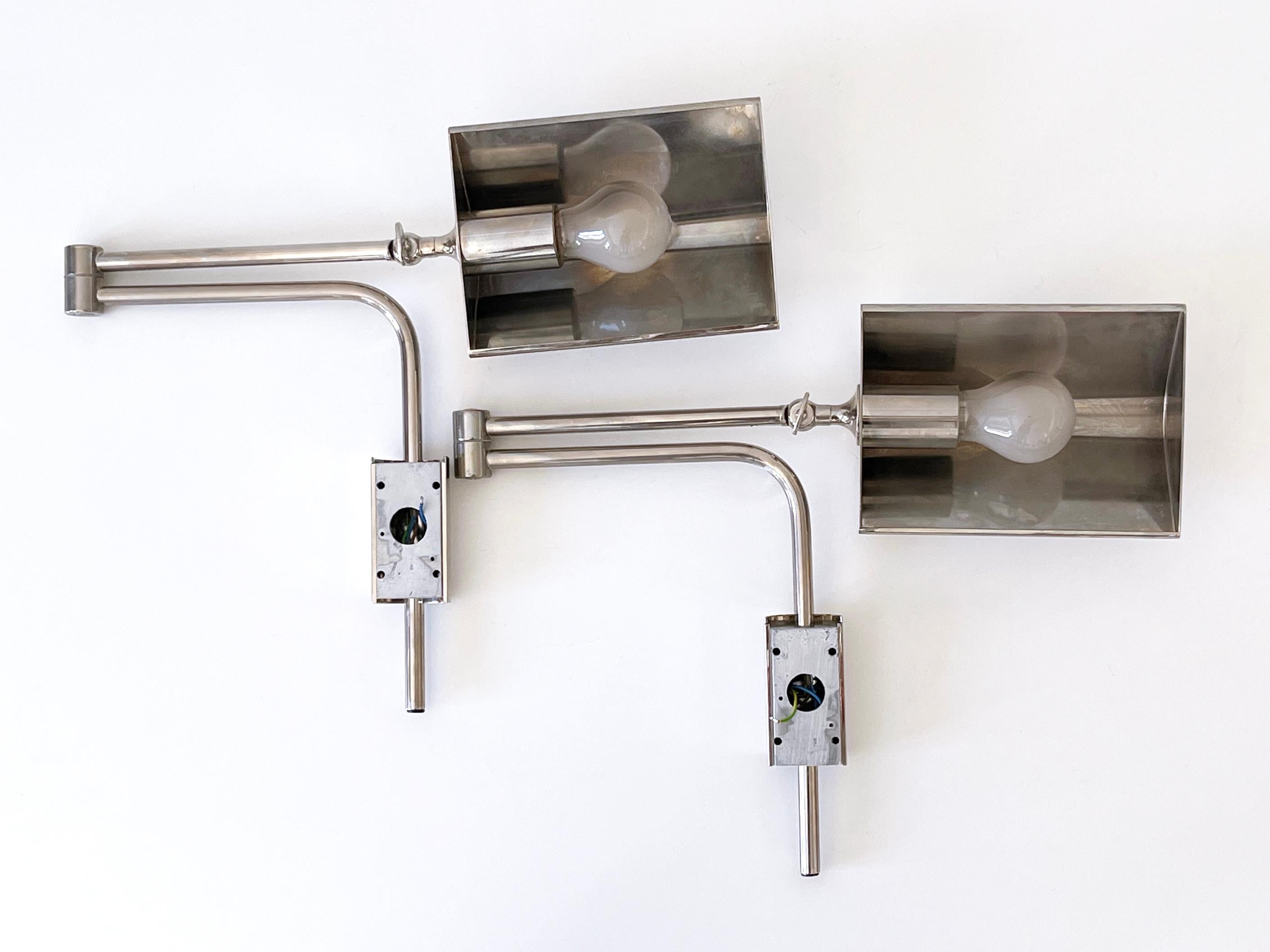 Ensemble de deux appliques ou liseuses articulées par Florian Schulz 1970 en vente 9