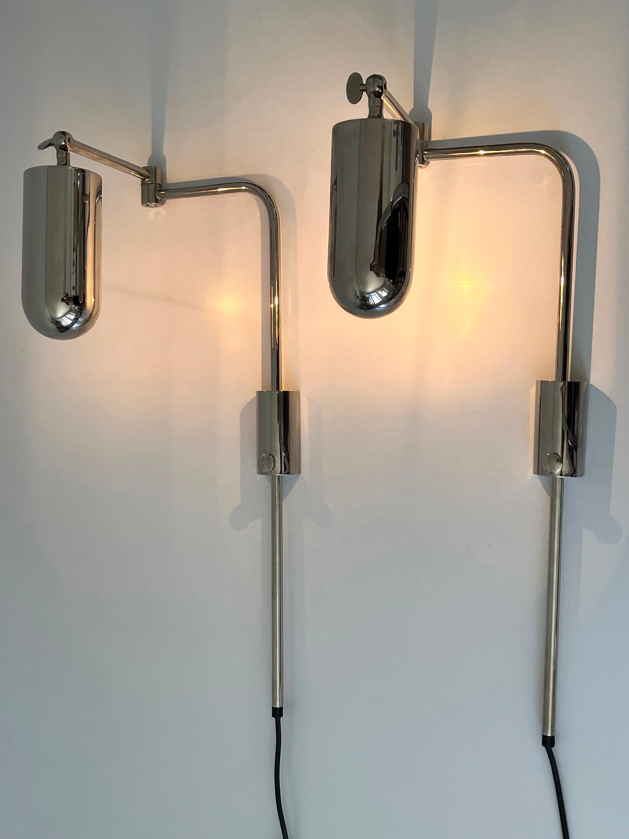Fin du 20e siècle Ensemble de deux appliques ou liseuses articulées par Florian Schulz 1970 en vente