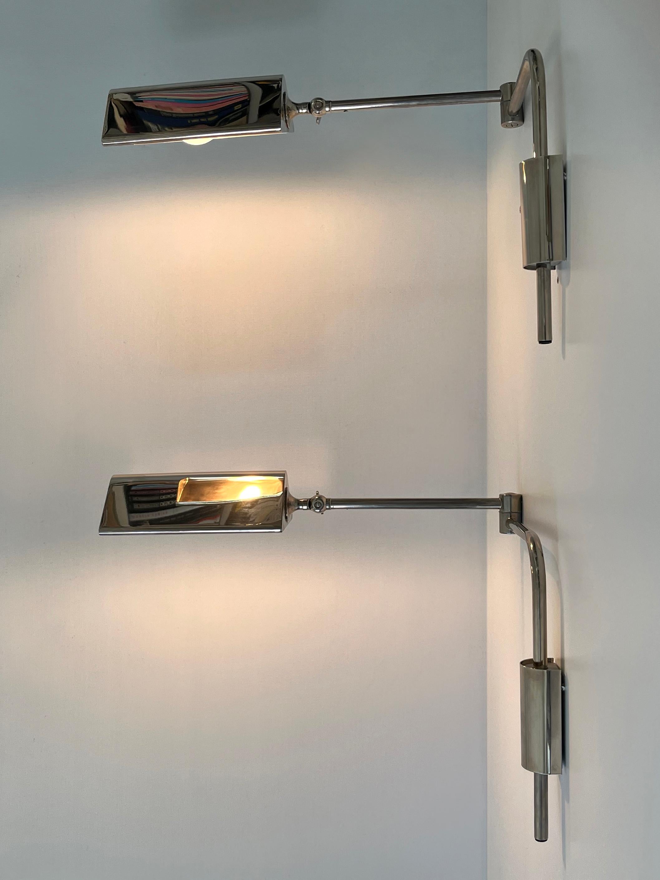 Ensemble de deux appliques ou liseuses articulées par Florian Schulz 1970 en vente 1