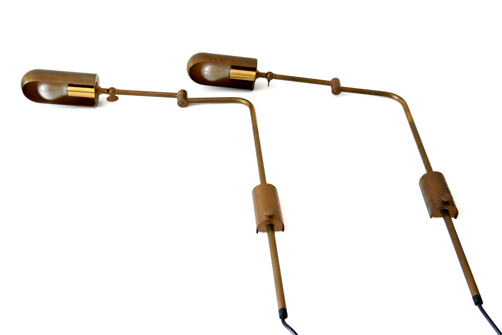 Set of Two Articulated Wall Lamps or Reading Lights by Florian Schulz, 1980s 8