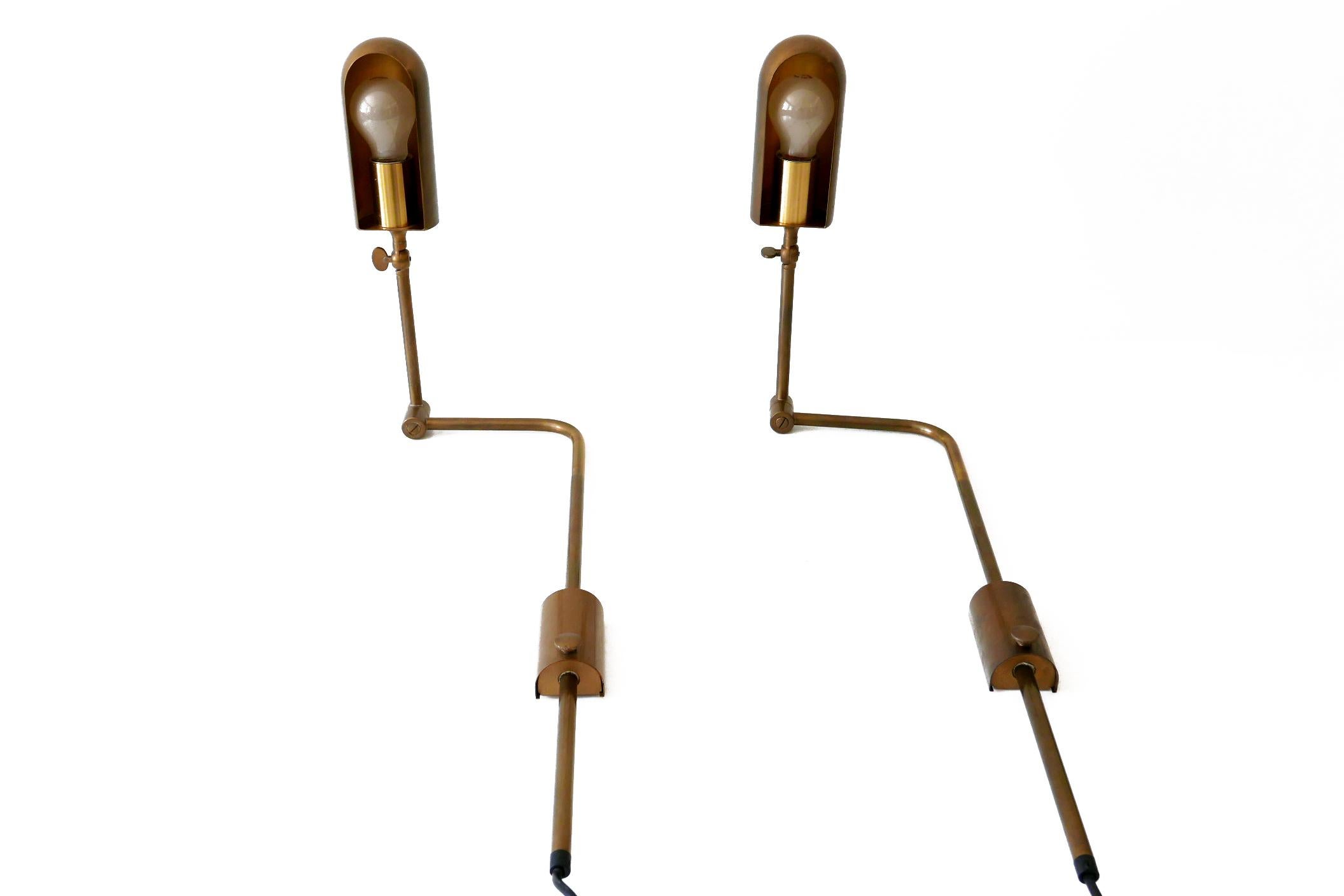 Set of Two Articulated Wall Lamps or Reading Lights by Florian Schulz, 1980s 9