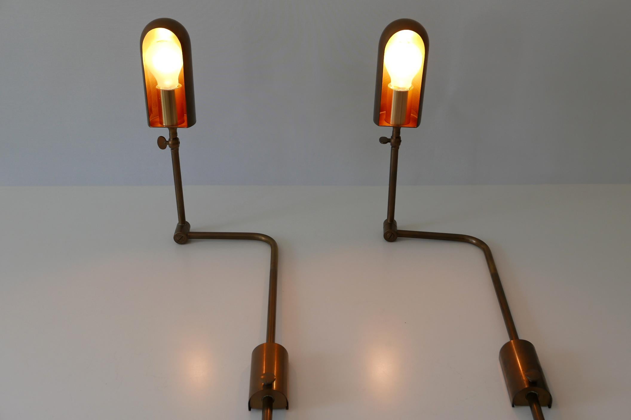 Set of Two Articulated Wall Lamps or Reading Lights by Florian Schulz, 1980s 10