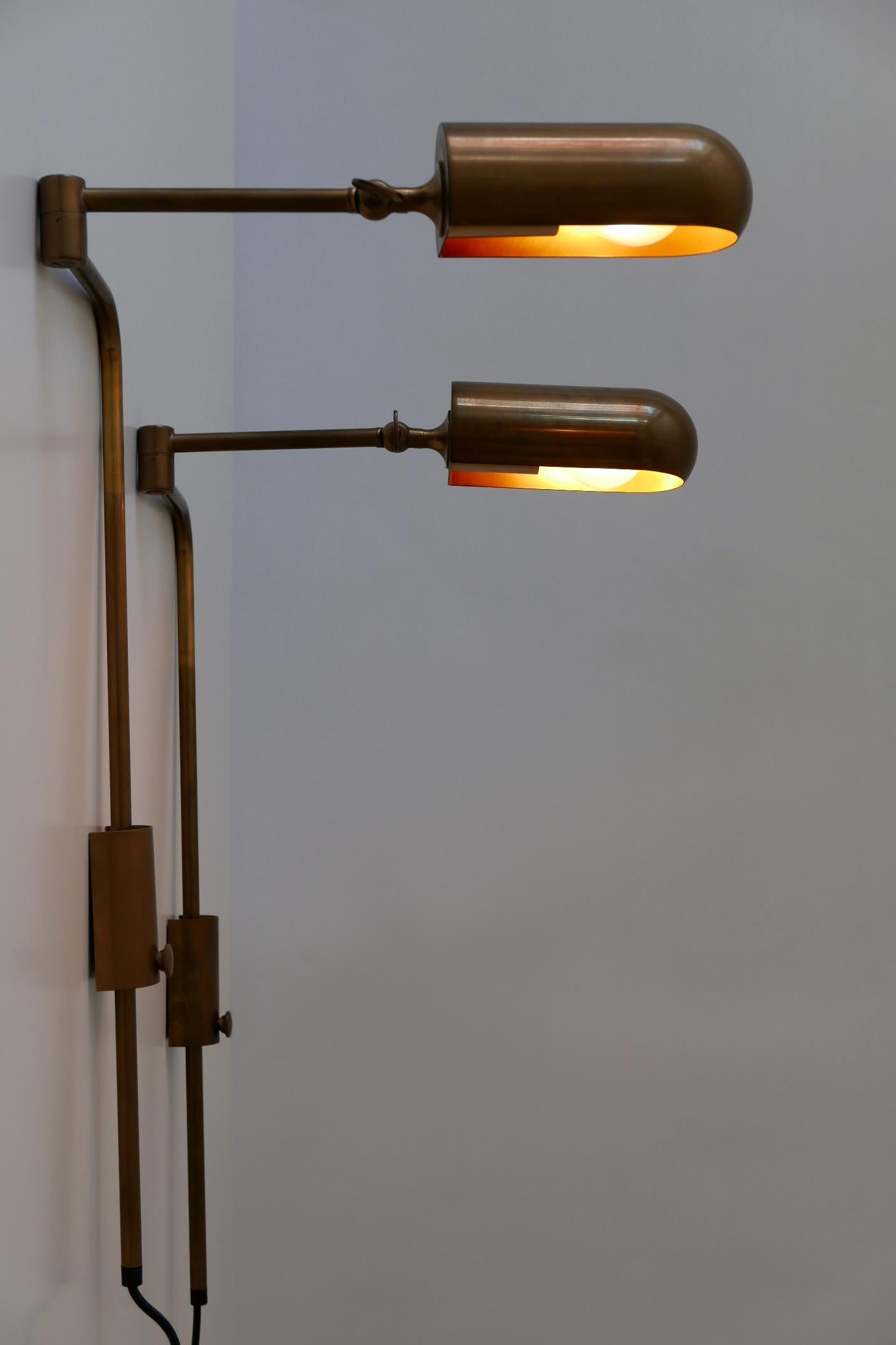German Set of Two Articulated Wall Lamps or Reading Lights by Florian Schulz, 1980s