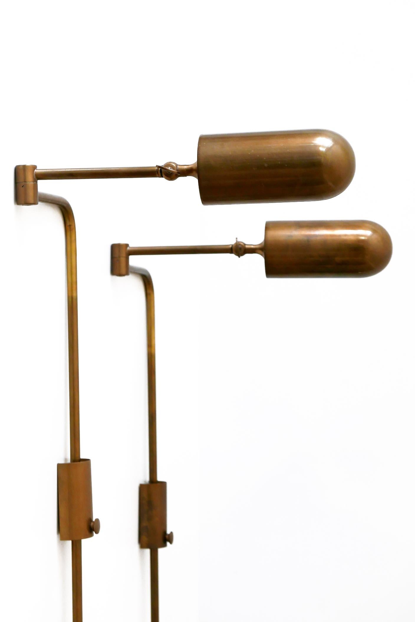 Brass Set of Two Articulated Wall Lamps or Reading Lights by Florian Schulz, 1980s