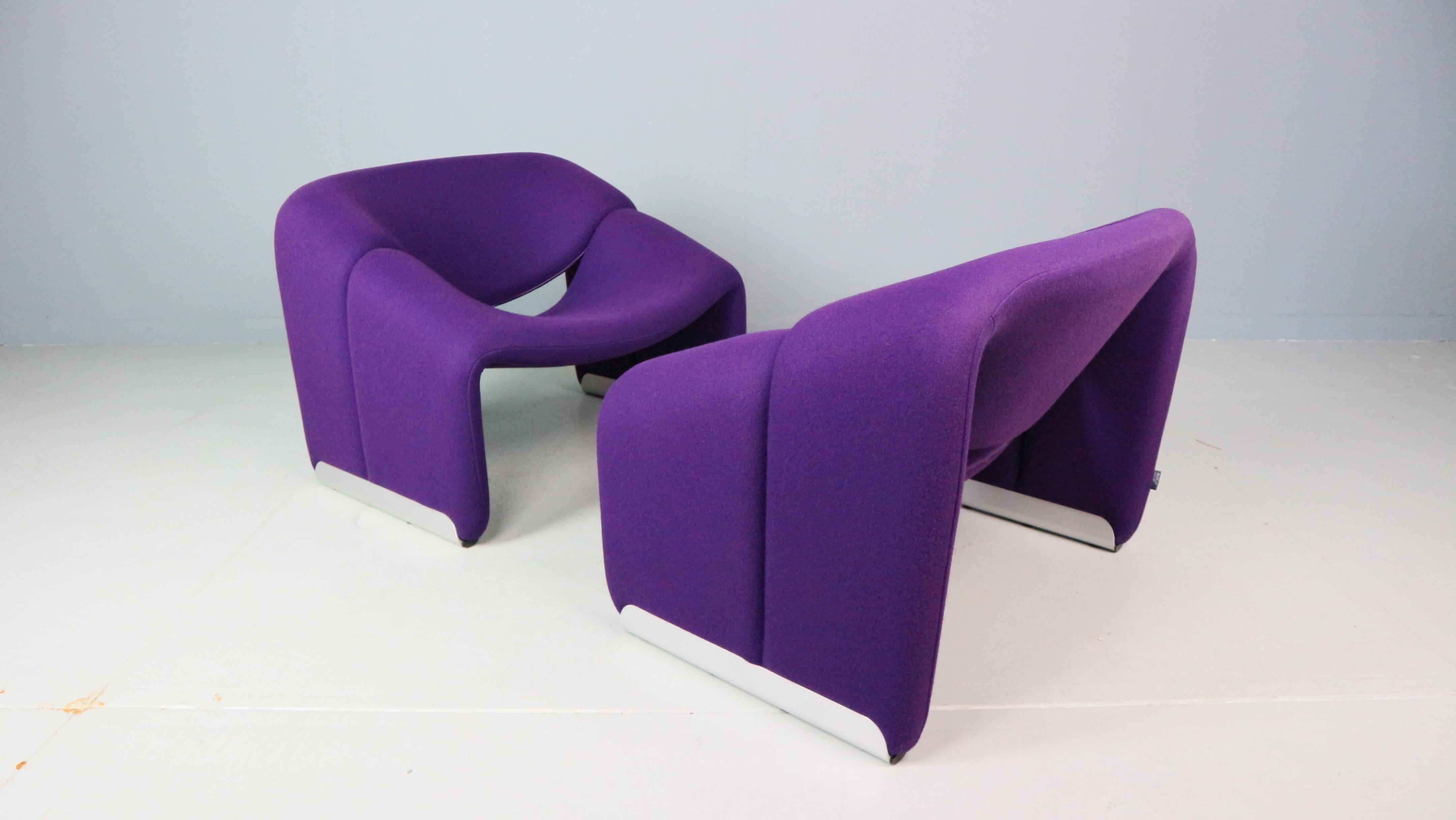 Acciaio Set di due poltrone Artifort F598 Groovy Armchair di Pierre Paulin, M. I. in vendita