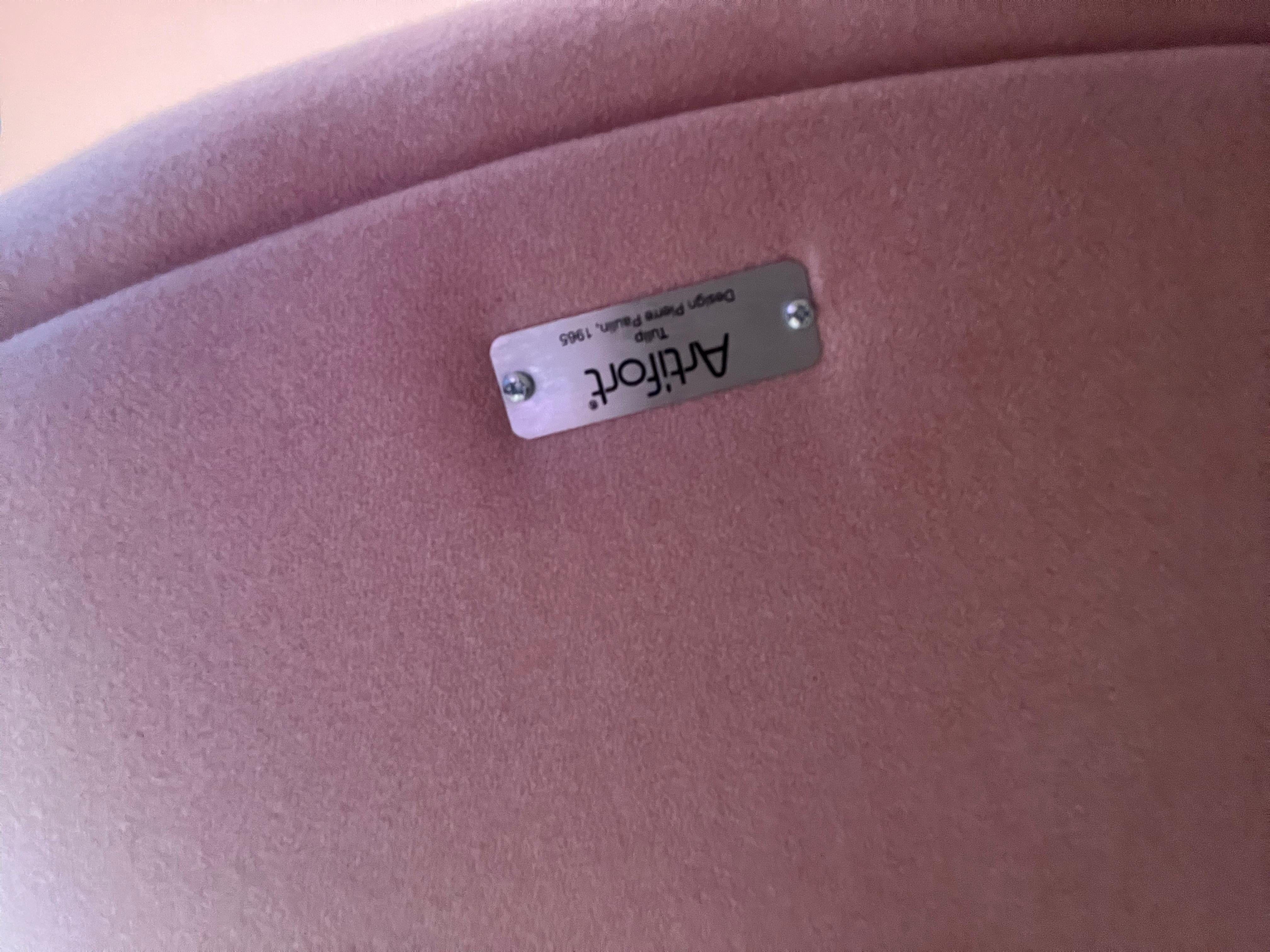 Juego de dos sillones giratorios tulipán rosa Artifort by Pierre Paulin by Stock en venta 6