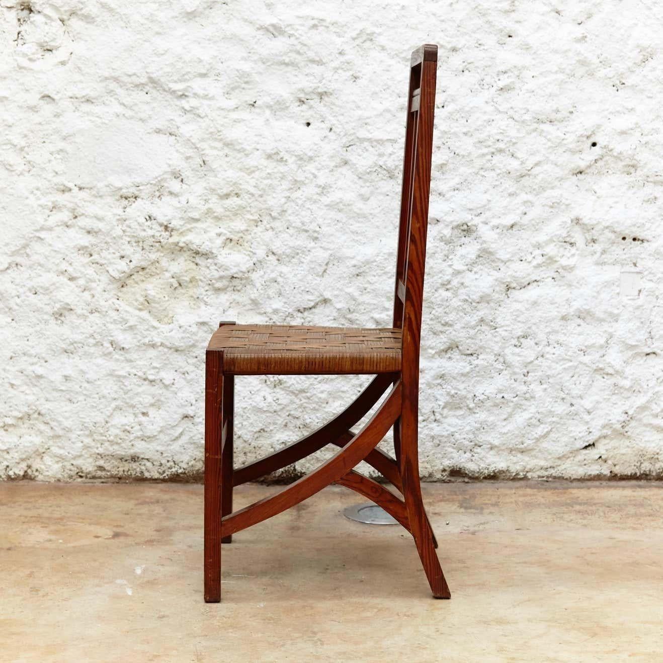 Ensemble de deux chaises Arts & Crafts en Wood et rotin, vers 1910 en vente 3