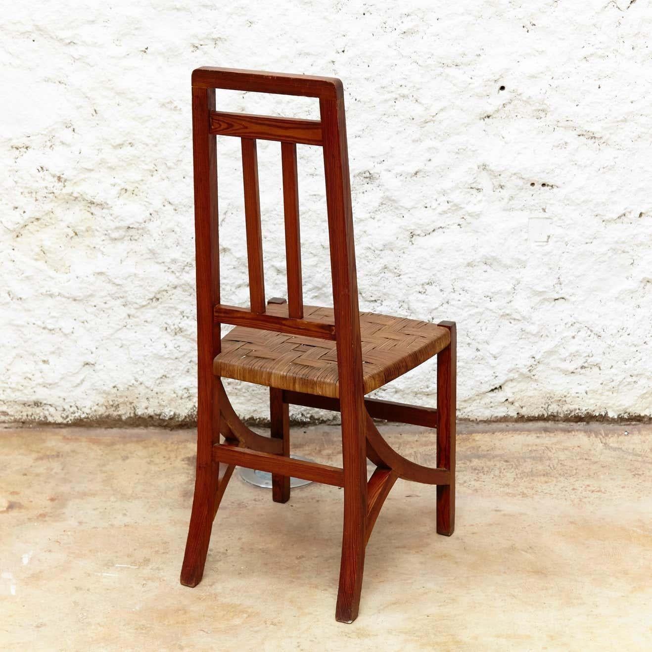 Satz von zwei Arts and Crafts-Stühlen aus Holz und Rattan, um 1910 im Angebot 7
