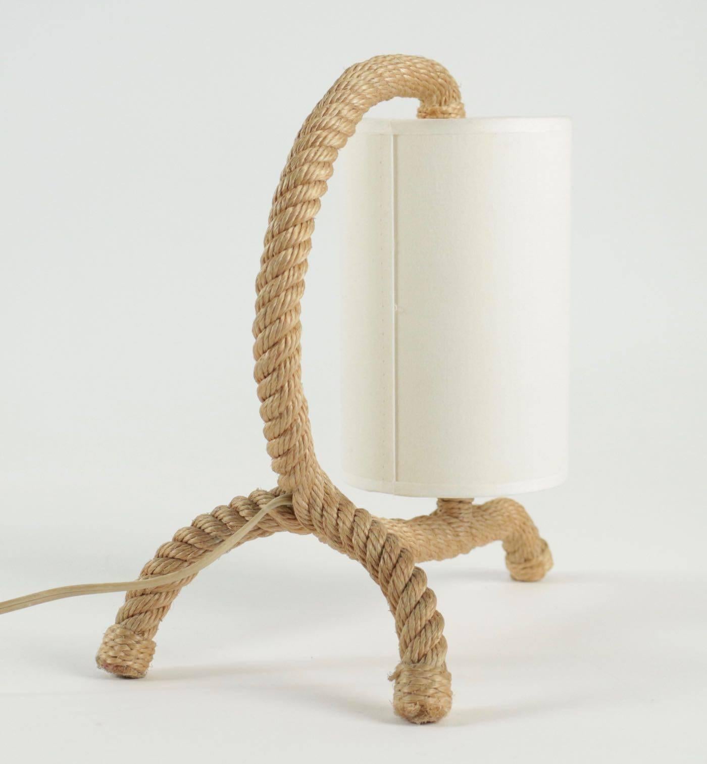 French Set of Two Audoux Minet Rope Table Lamp, 1950