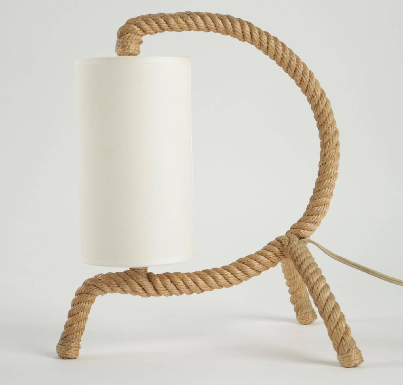 Mid-20th Century Set of Two Audoux Minet Rope Table Lamp, 1950
