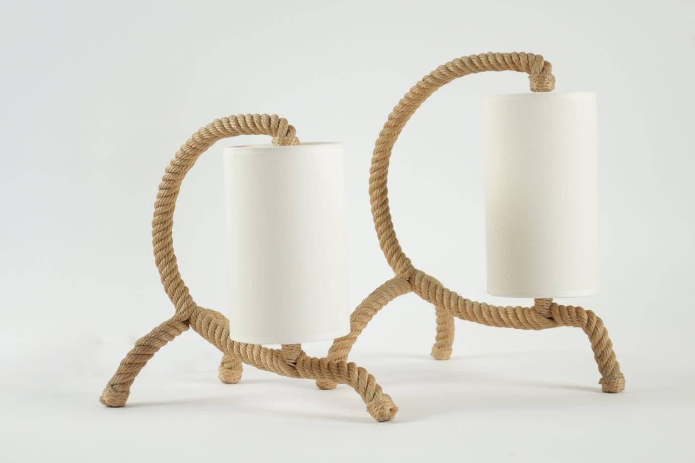 Set of Two Audoux Minet Rope Table Lamp, 1950 1