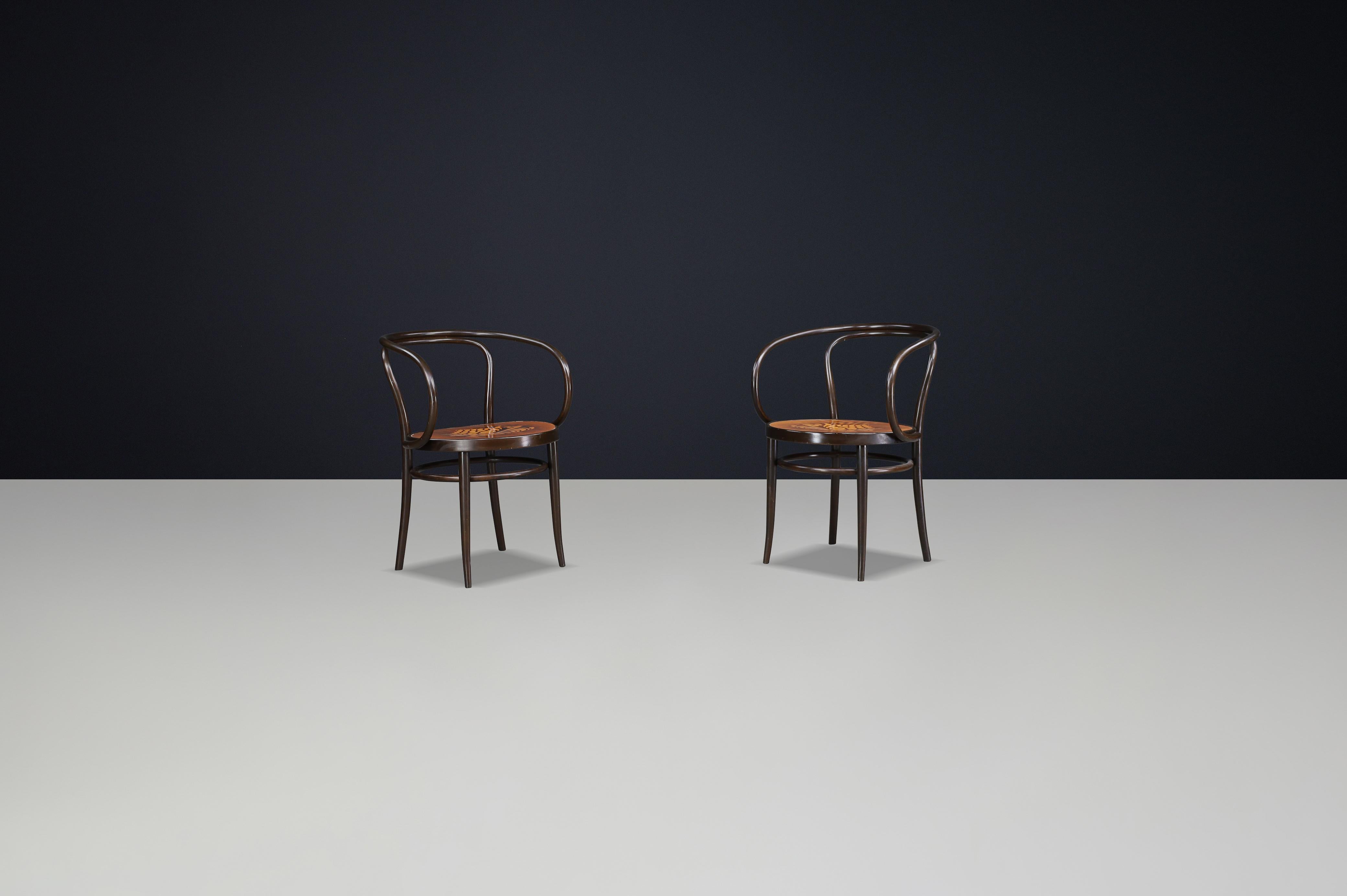 Set of Two Authentic Thonet Bentwood Armchairs, Austria – Late 20th Century

This elegant pair of Thonet bentwood armchairs was crafted in Austria during the late 20th century, showcasing the timeless quality and innovation that define the Thonet