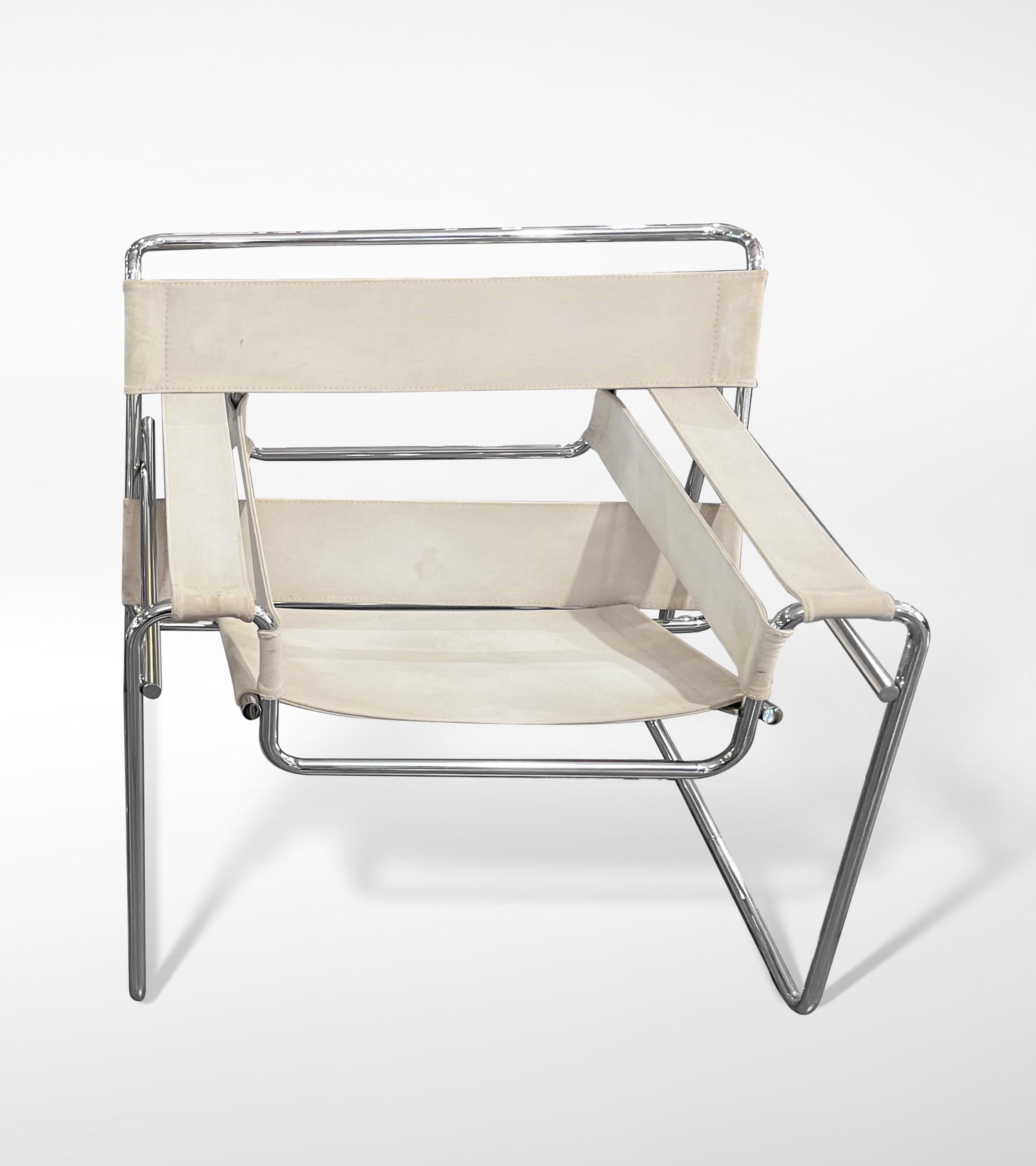 Italian Set of Two B3 Model Wassily Chairs by Marcel Breuer for Gavina.