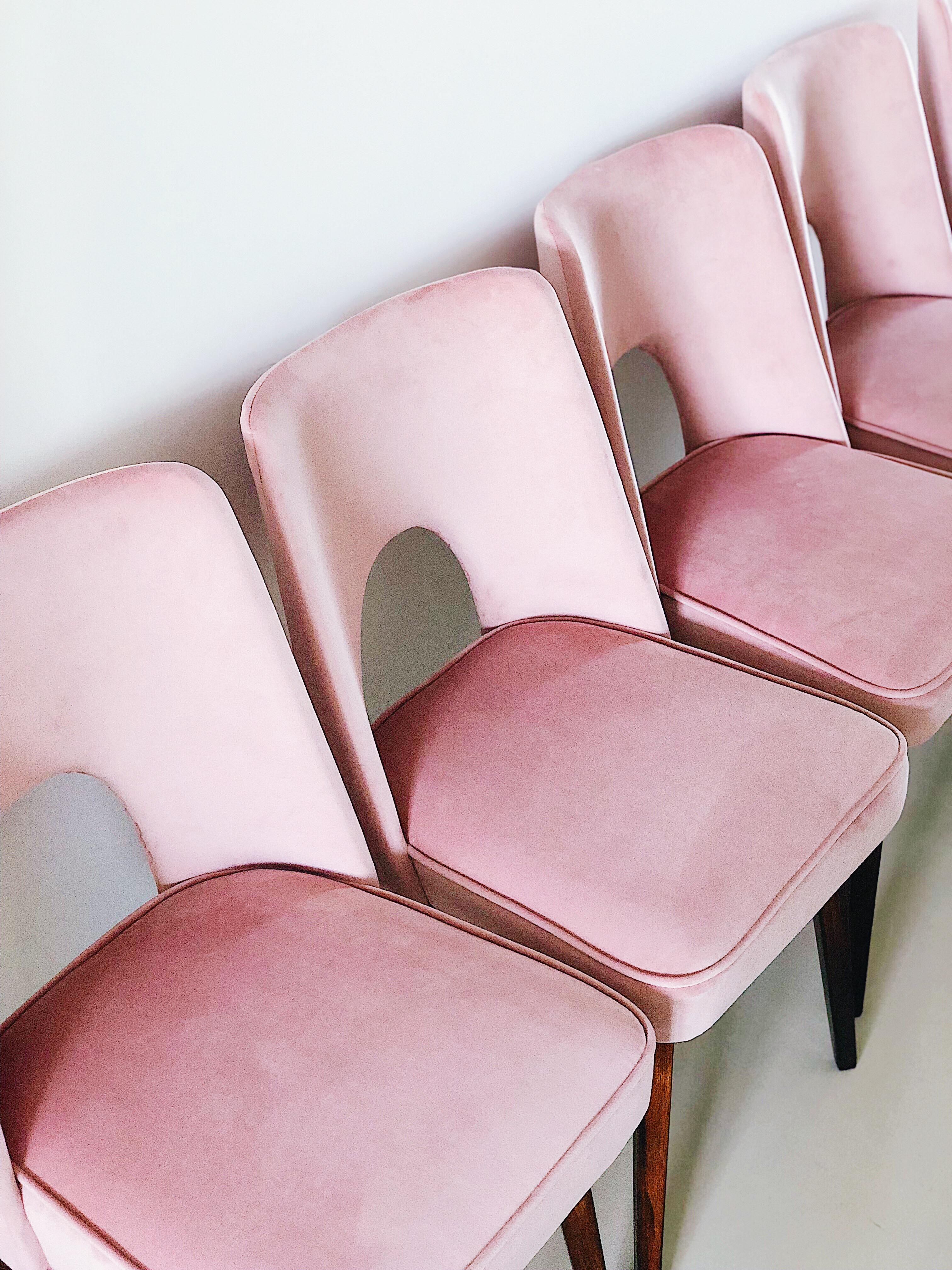 Fait main Ensemble de deux chaises rose pâle « Shell », années 1960 en vente