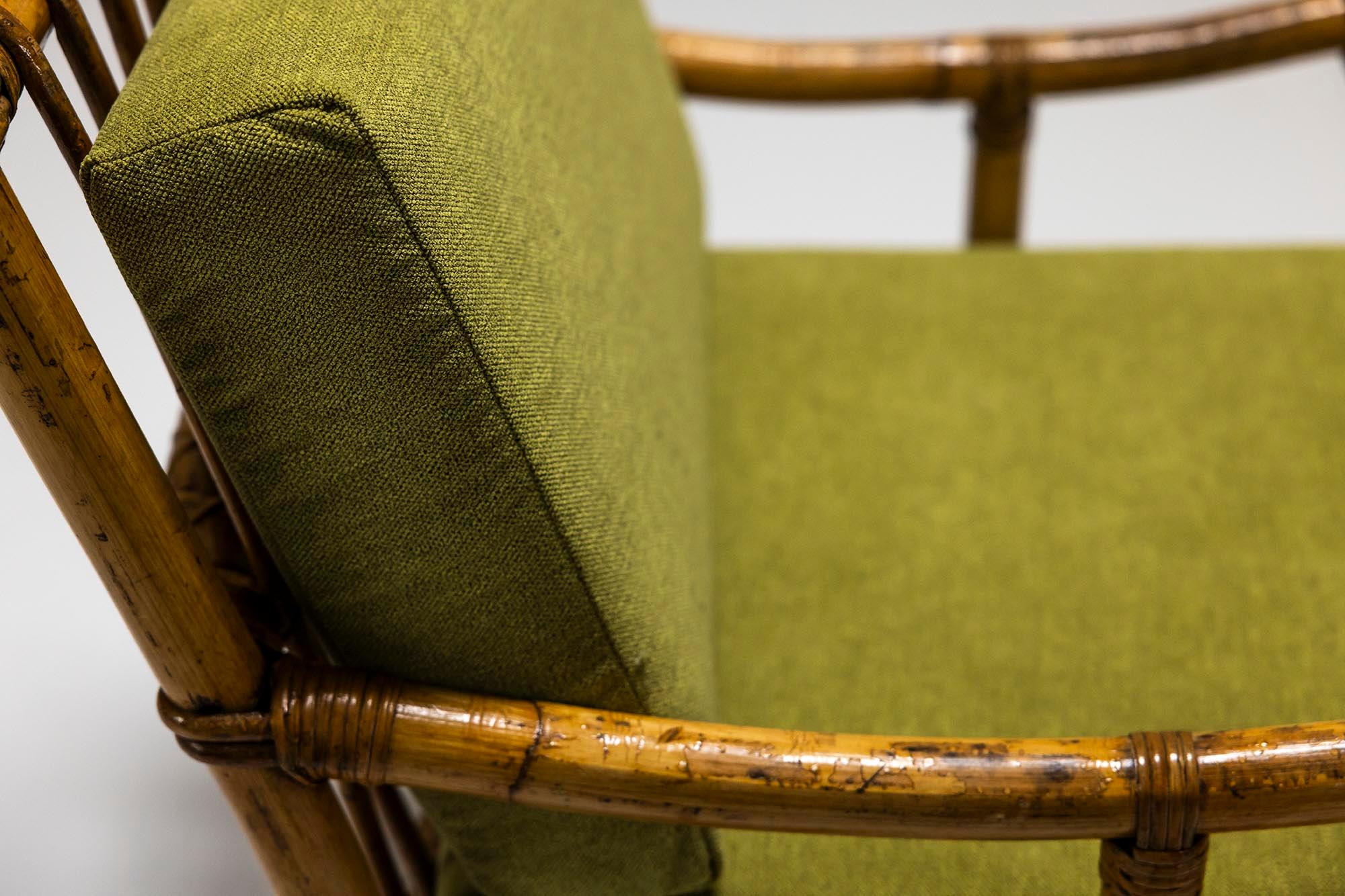 Conjunto de dos sillones de bambú al estilo de Vivai del Sud, Italia Años 70 en venta 11