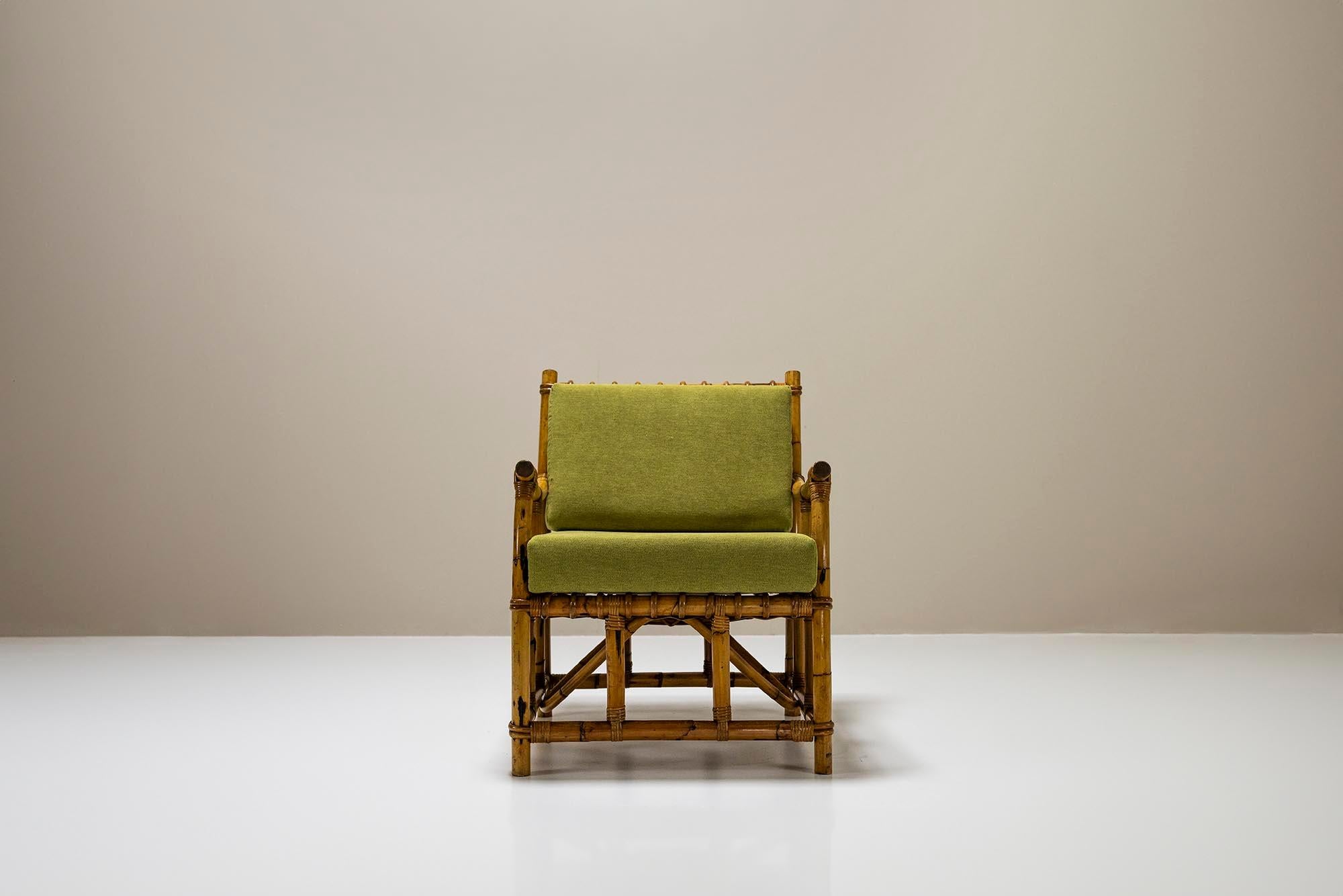 Conjunto de dos sillones de bambú al estilo de Vivai del Sud, Italia Años 70 Italiano en venta