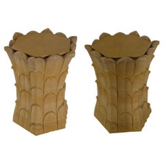 Set of Two Bamboo Grove Side Tables in Jaisalmer Stone Handcrafted in India