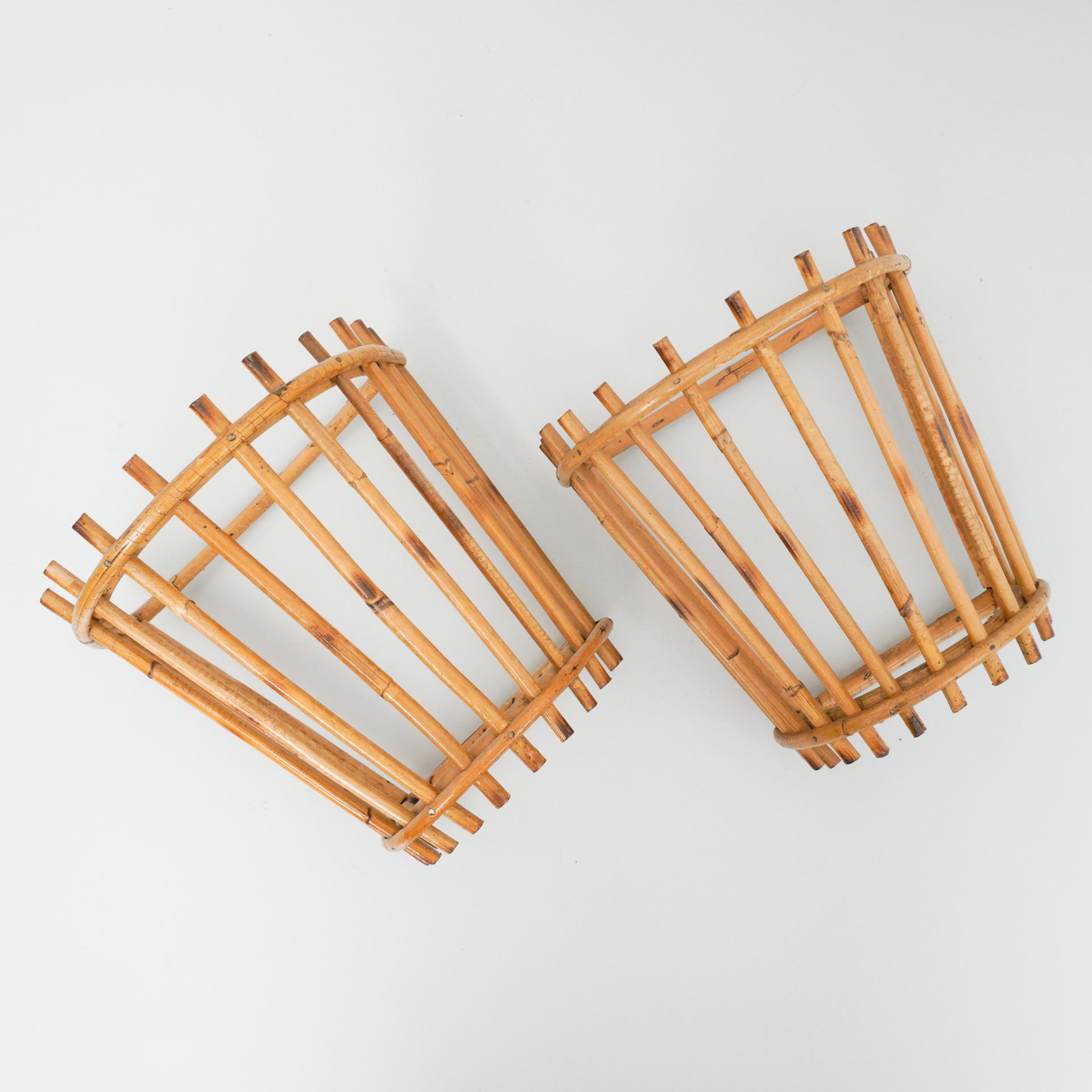 French Set of Two Bambu Wall Apliques, circa 1960 For Sale