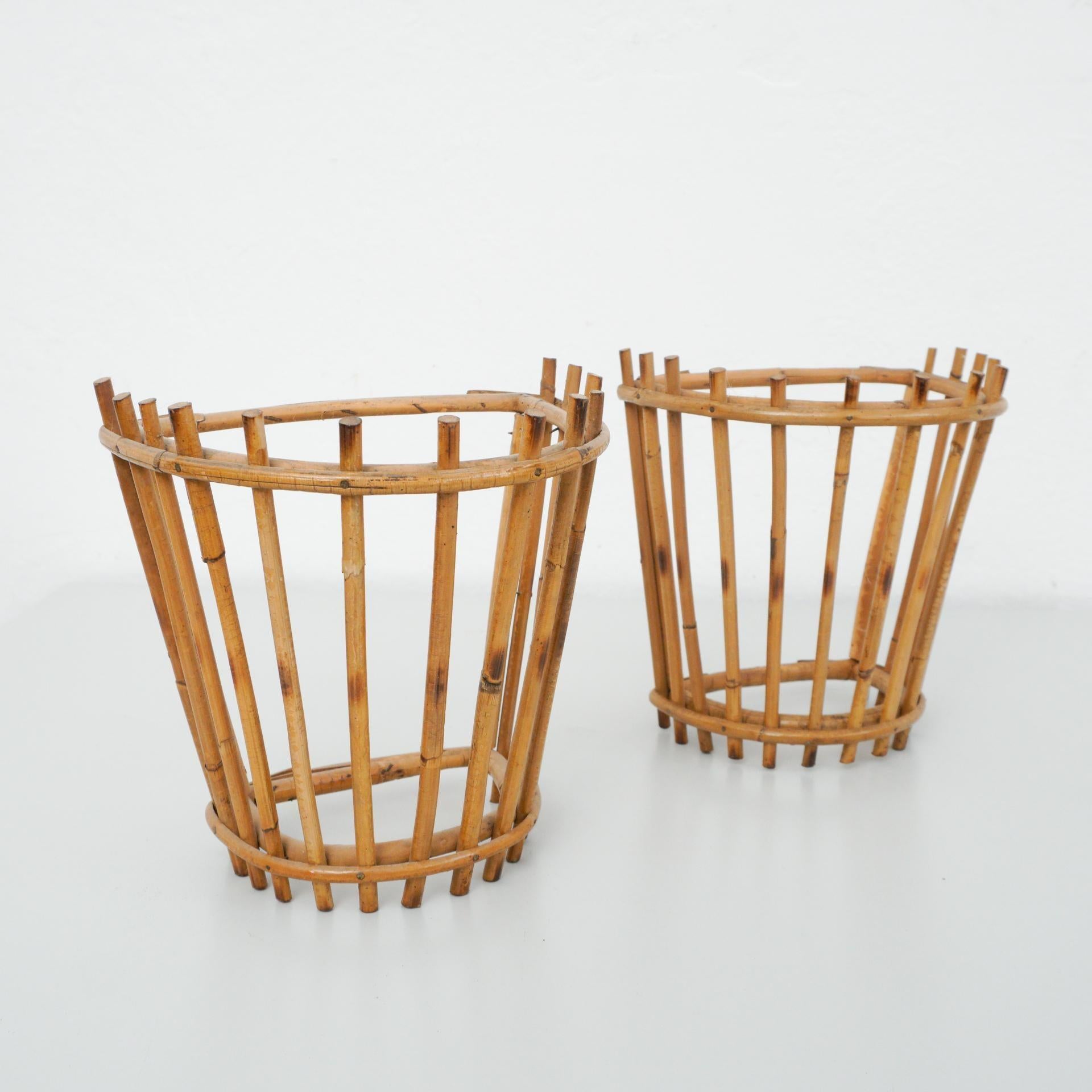 Ensemble de deux appliques murales en bambou, vers 1960 en vente 1