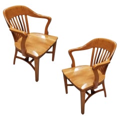 Used Set of Two Bankers "980" Oak Table Office Chairs by Jasper