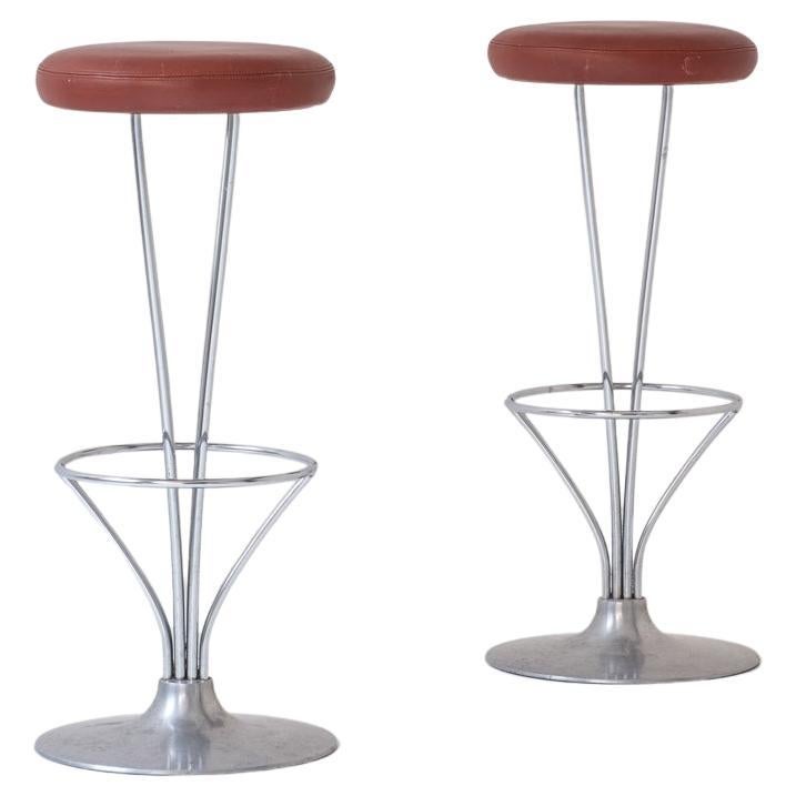 Set of Two Bar Stools by Piet Hein for Fritz Hansen, Denmark, 1960s For Sale