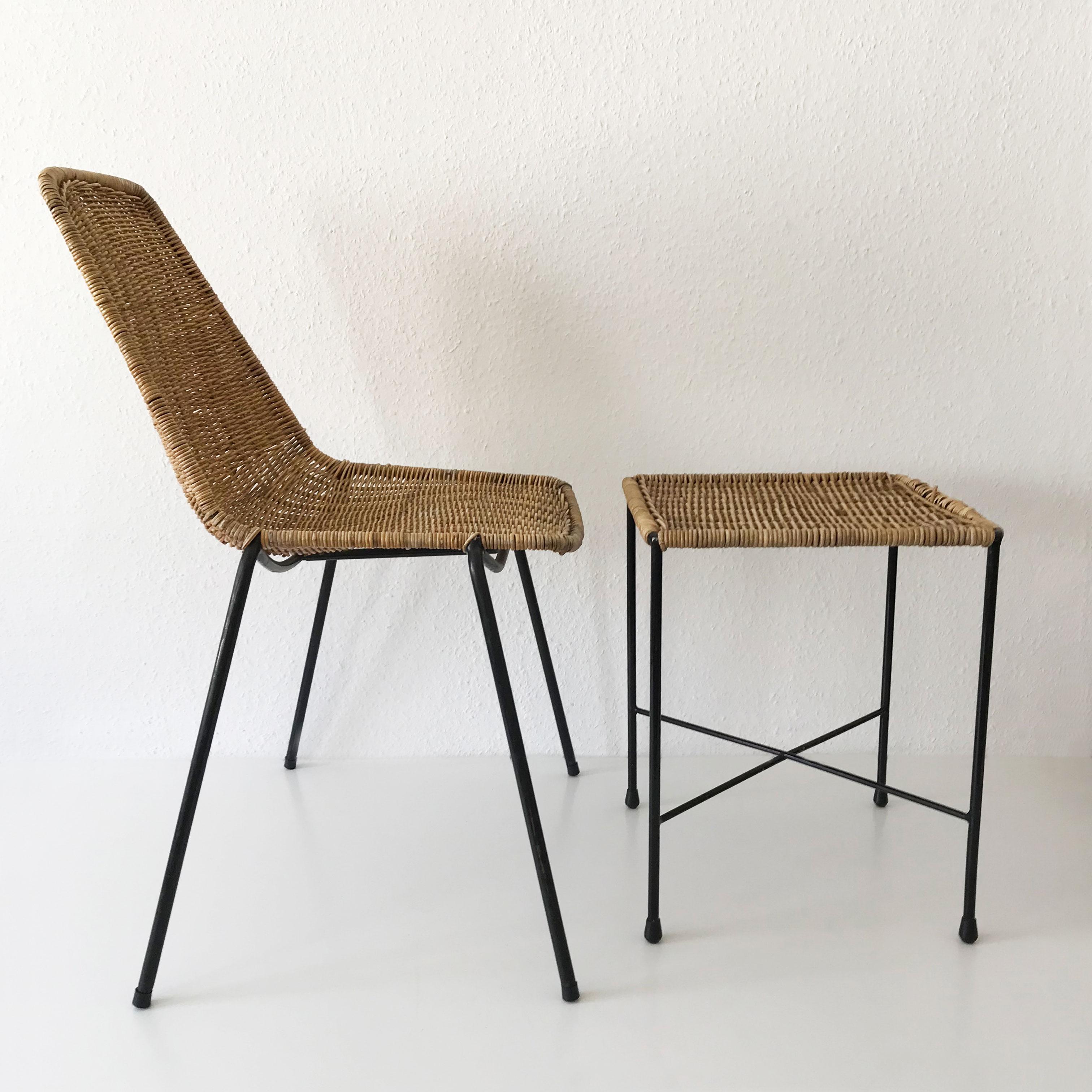 Set of Two Basket Chairs and Stool by Gian Franco Legler, 1951, Switzerland 4