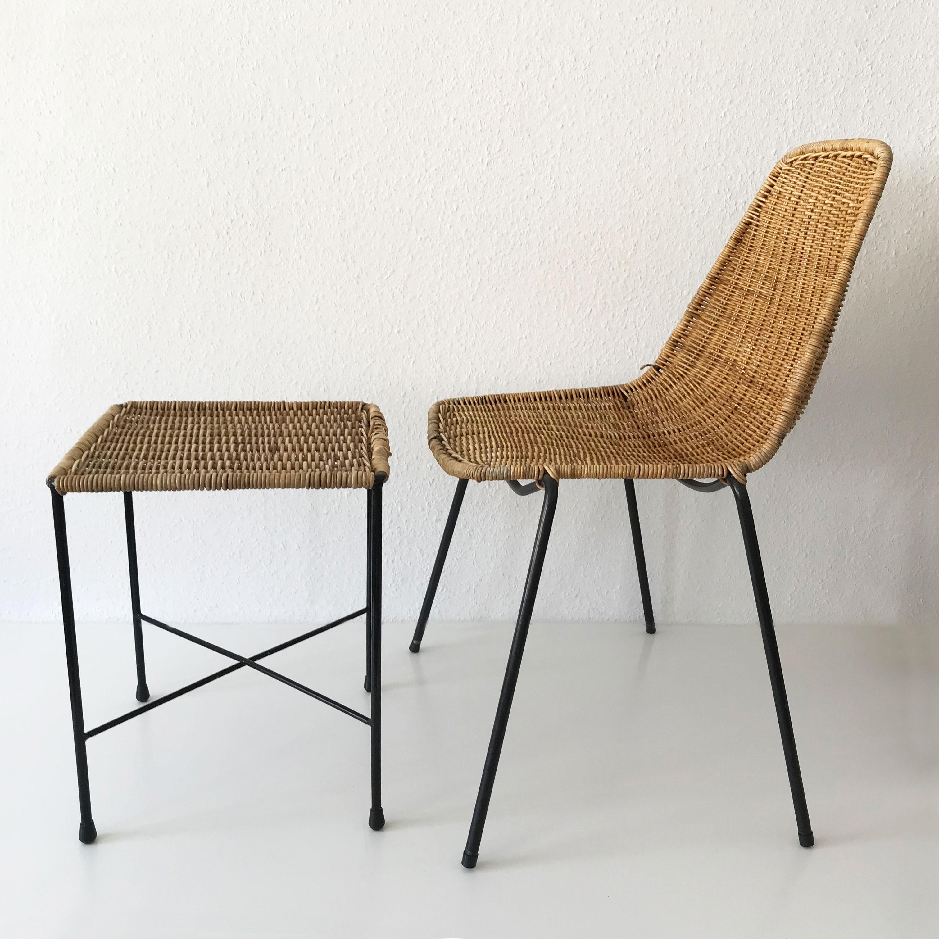 Set of Two Basket Chairs and Stool by Gian Franco Legler, 1951, Switzerland 5