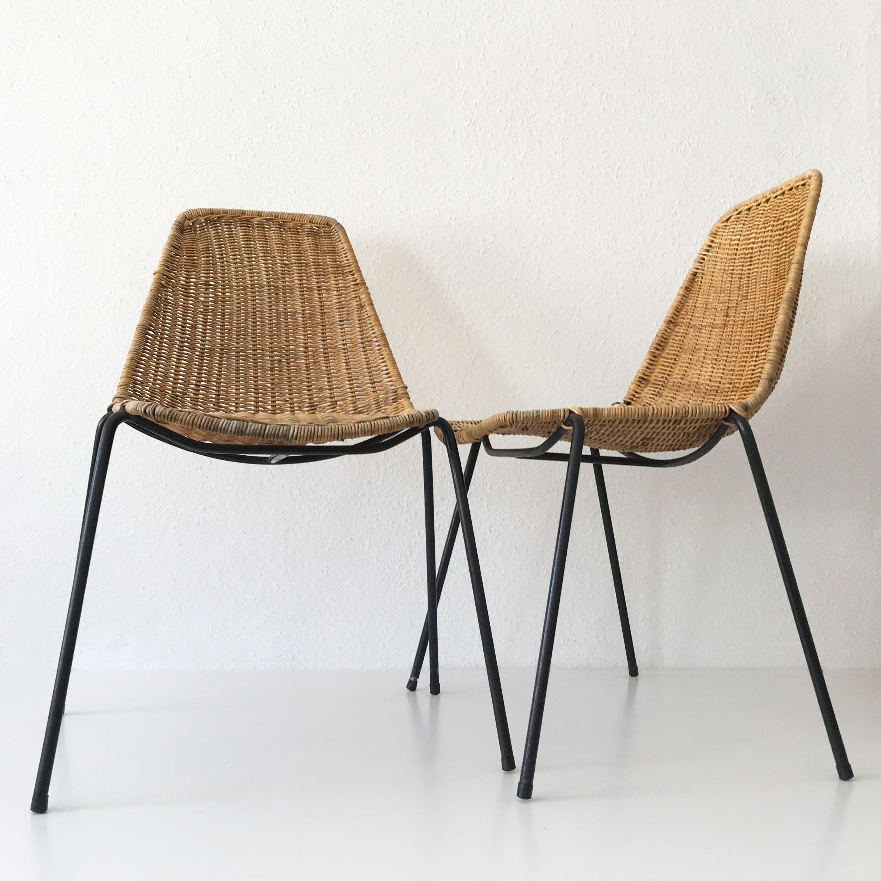 Mid-Century Modern Set of Two Basket Chairs and Stool by Gian Franco Legler, 1951, Switzerland
