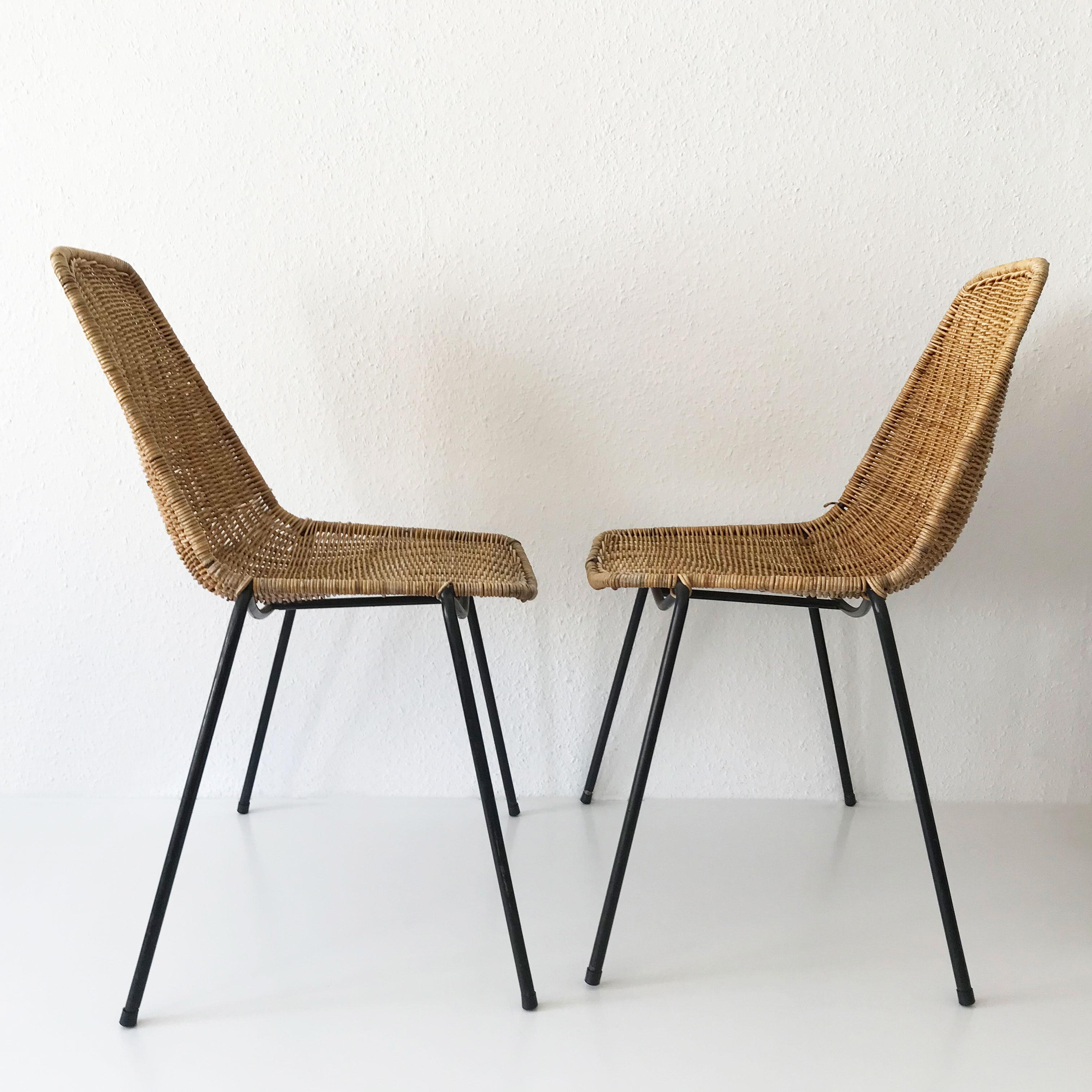 Set of Two Basket Chairs and Stool by Gian Franco Legler, 1951, Switzerland In Good Condition In Munich, DE