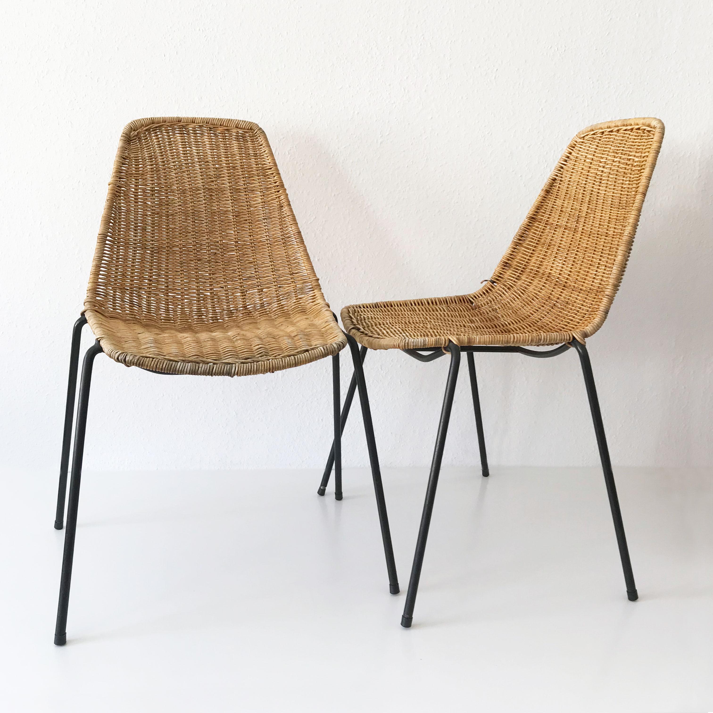 Mid-20th Century Set of Two Basket Chairs and Stool by Gian Franco Legler, 1951, Switzerland